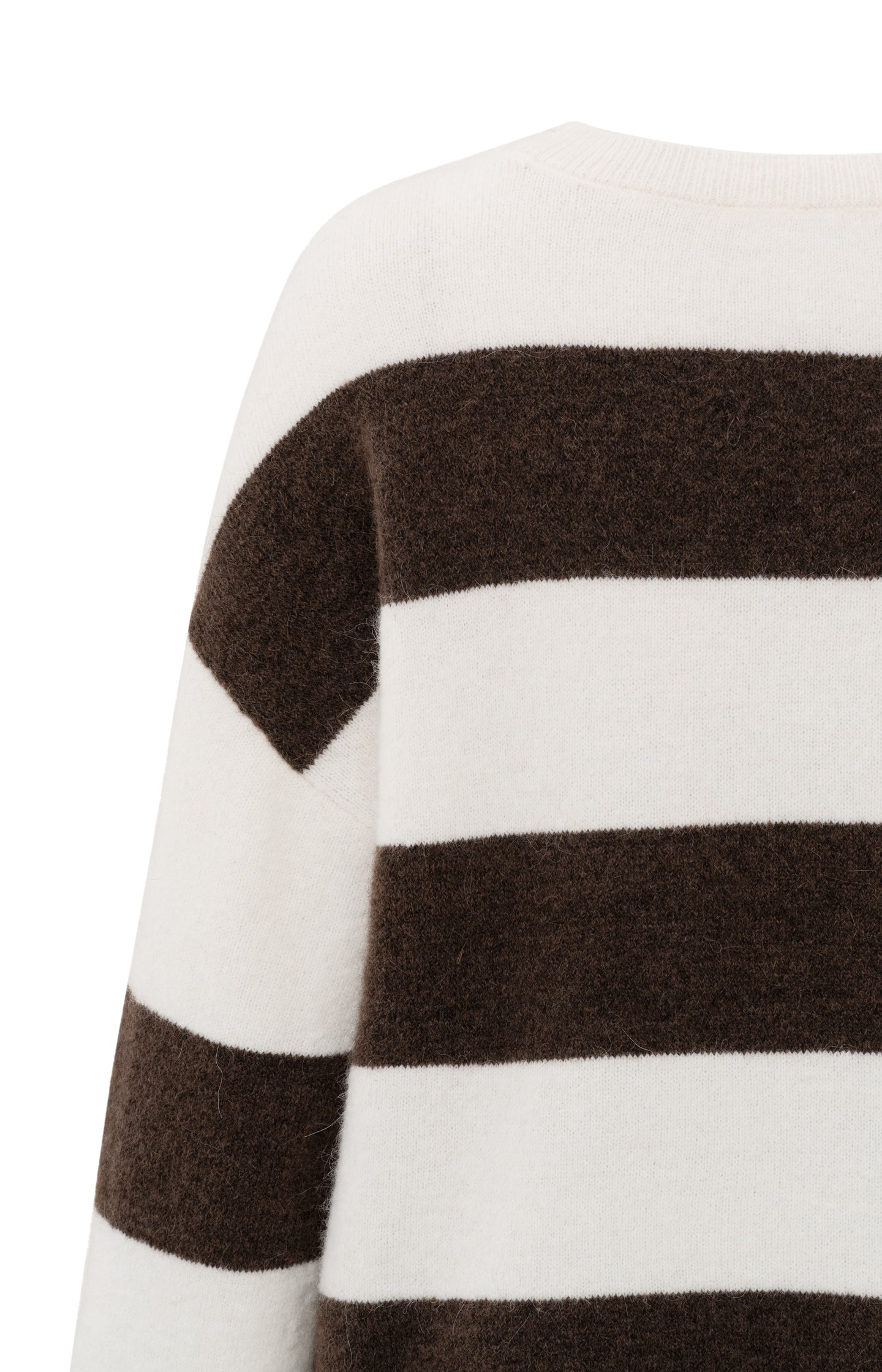 Wit-bruine oversized trui met brede strepen en lange mouwen – YAYA