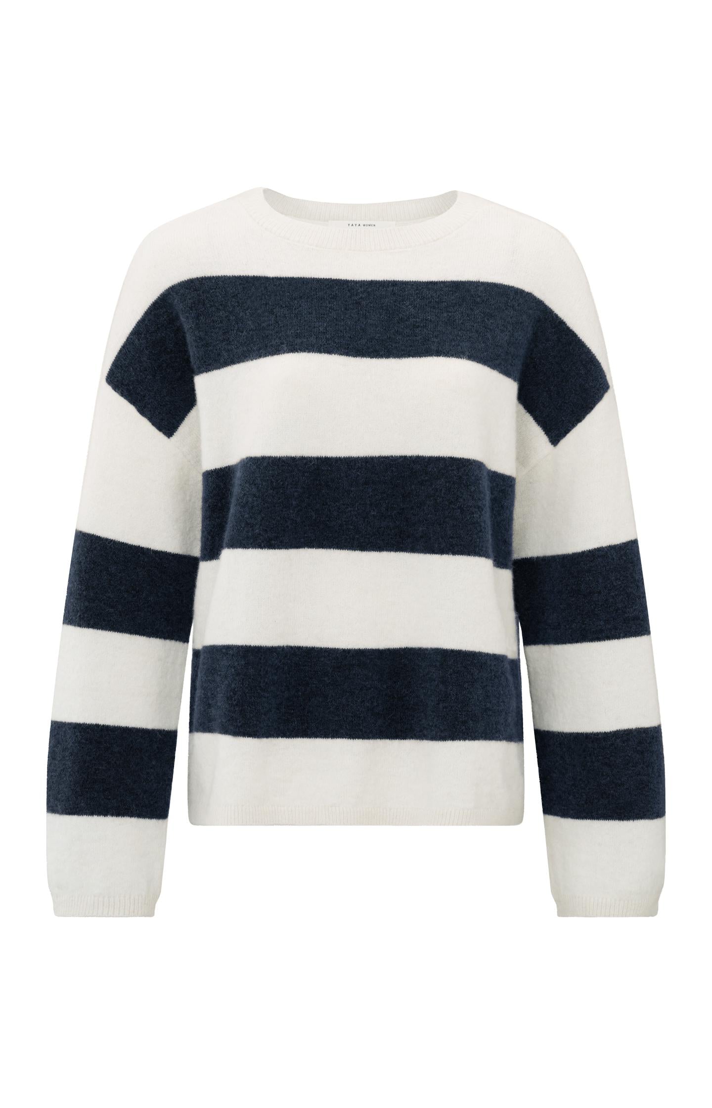 Wit-blauwe oversized trui met brede strepen en lange mouwen – YAYA