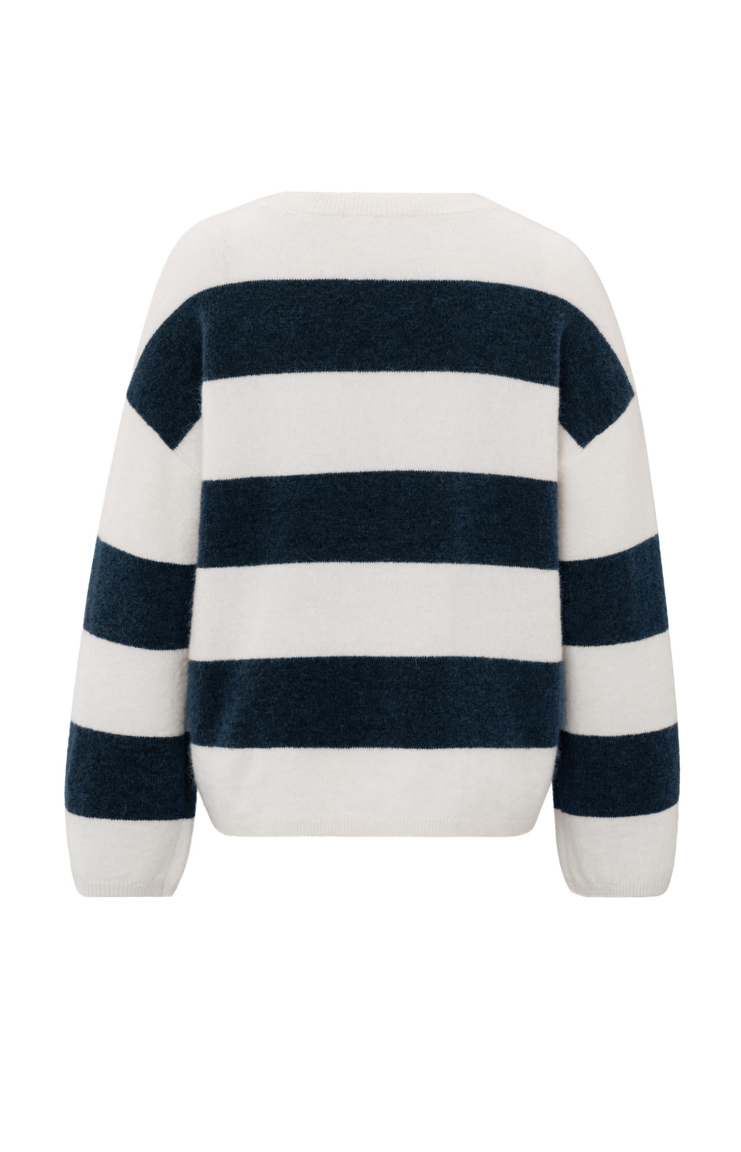 Wit-blauwe oversized trui met brede strepen en lange mouwen – YAYA