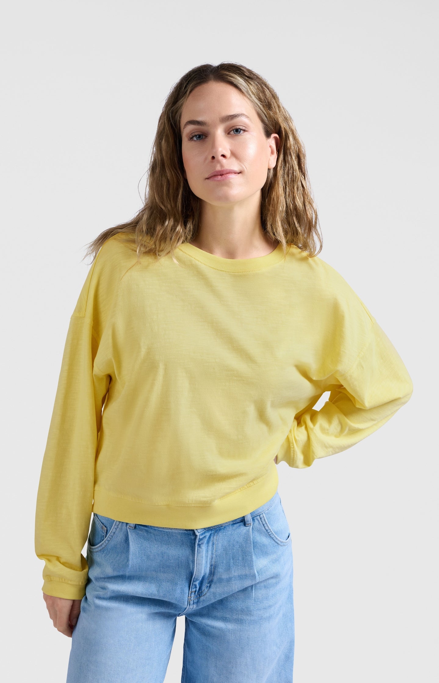 Oversized sweatshirt in melange fabric with long sleeves - Type: lookbook