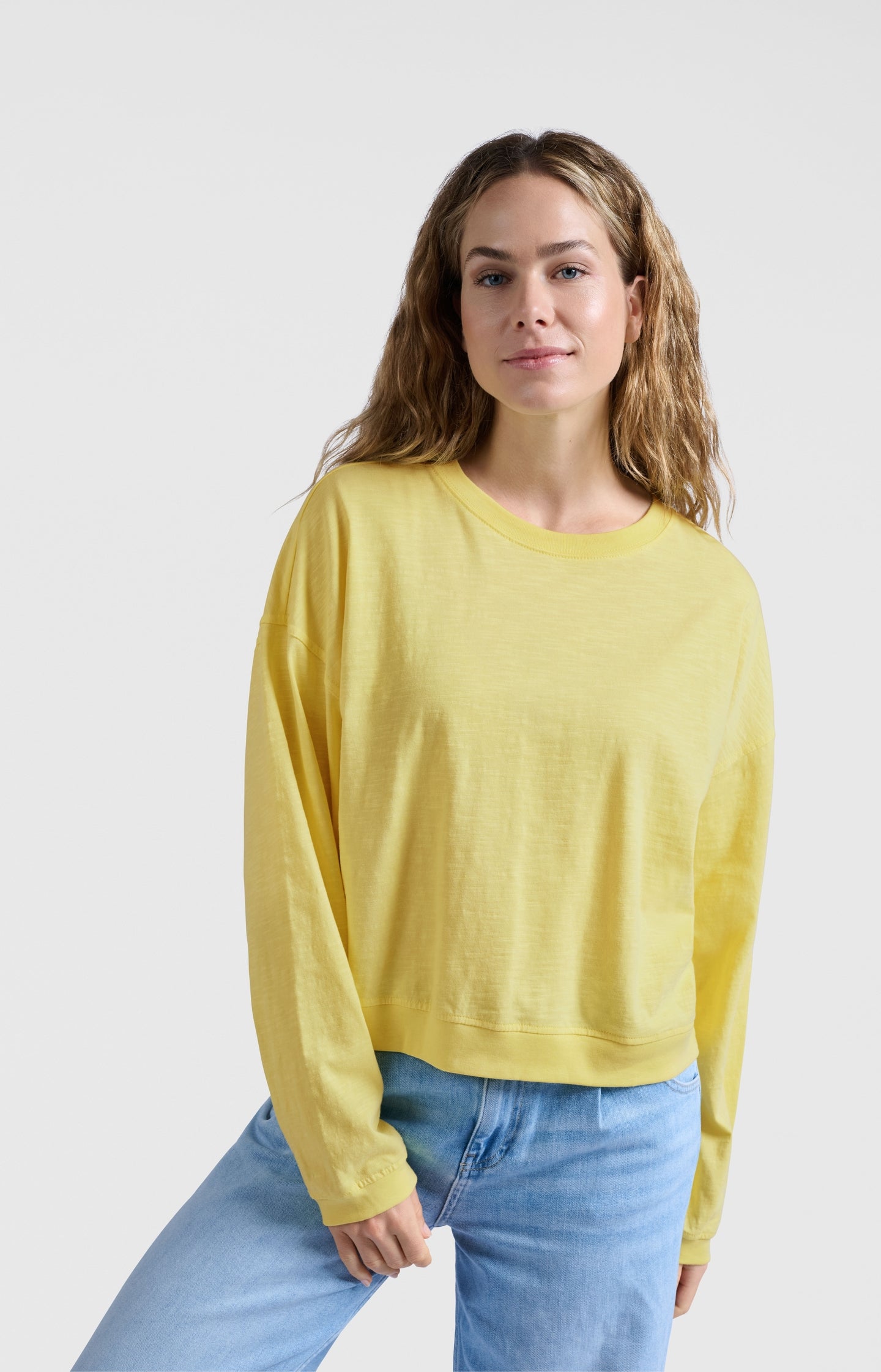 Oversized sweatshirt in melange fabric with long sleeves