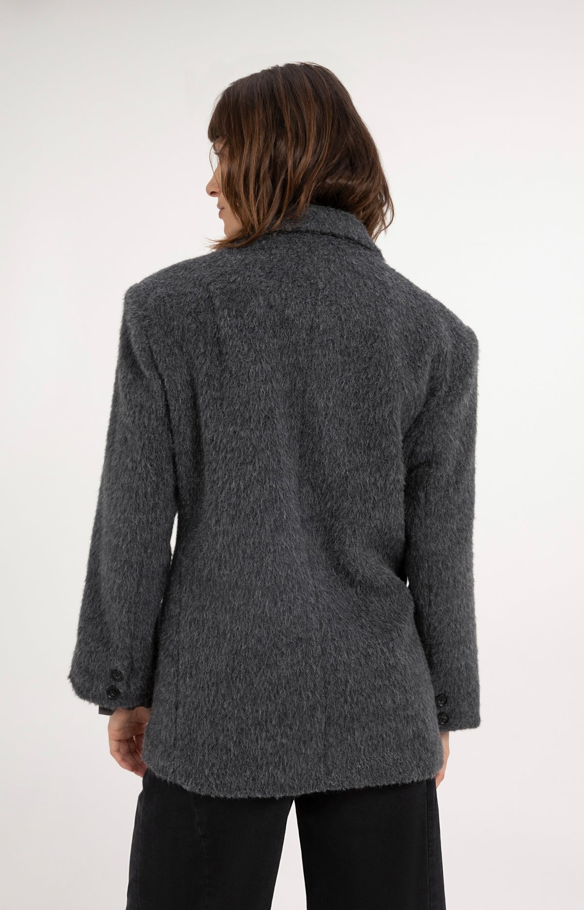 Oversize-Blazerjacke aus einer Wollmischung - Dark Anthracite Melange