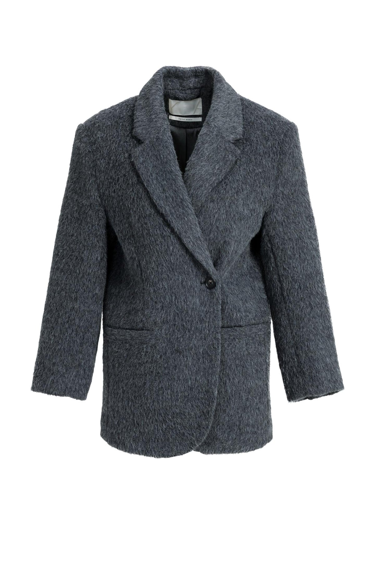 Oversized wool blend blazer jacket - Dark Anthracite Melange