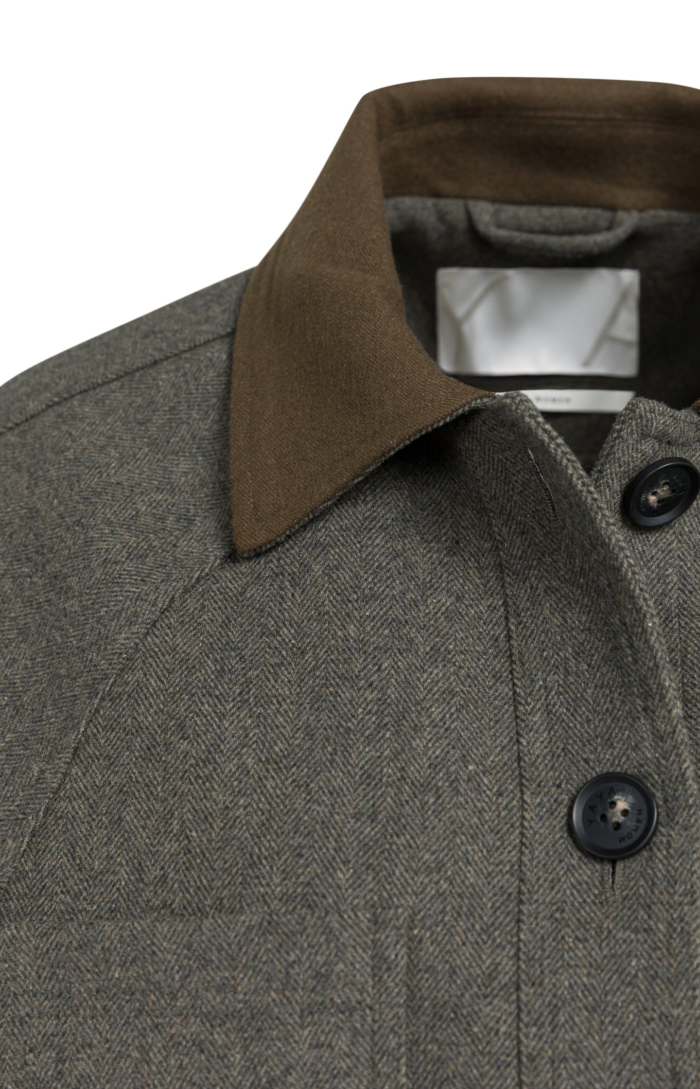 Oversized wool blend jacket with contrast collar
