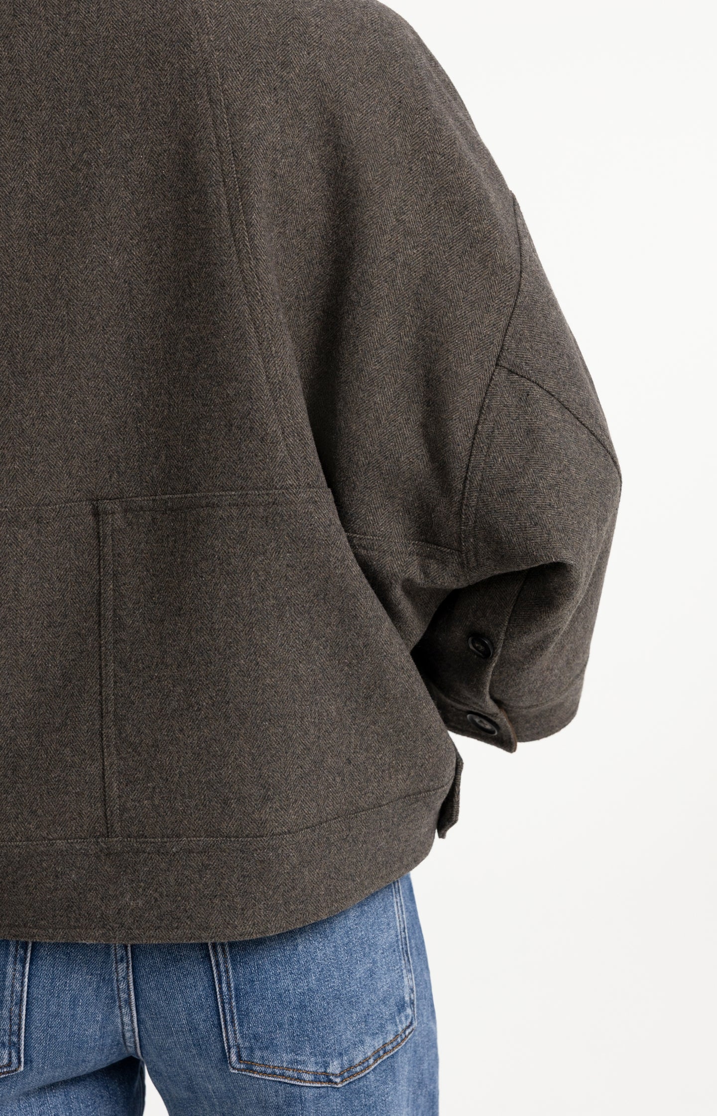 Oversized wool blend jacket with contrast collar