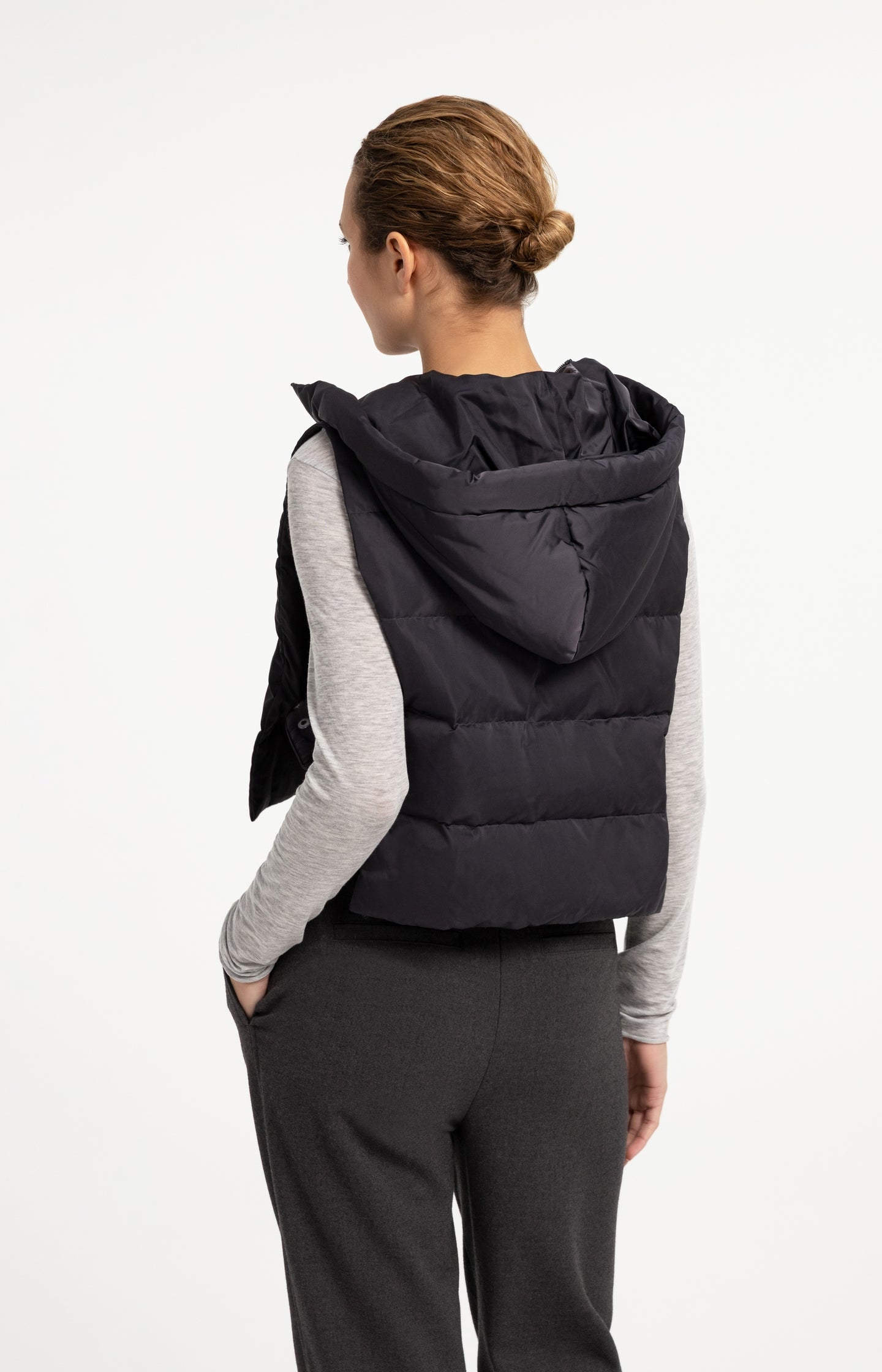Padded bodywarmer with hood