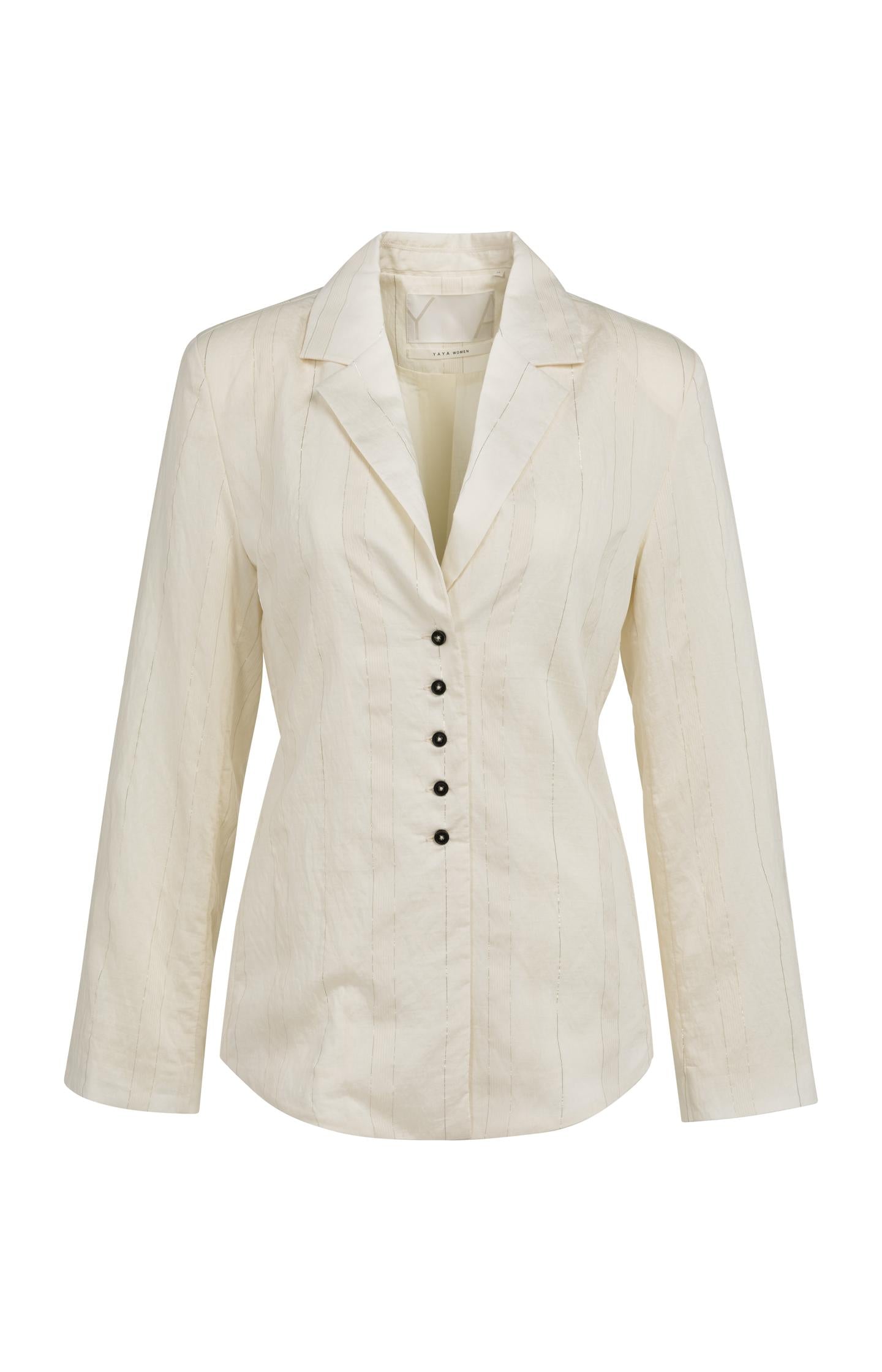 Pinstripe blazer with tie belt