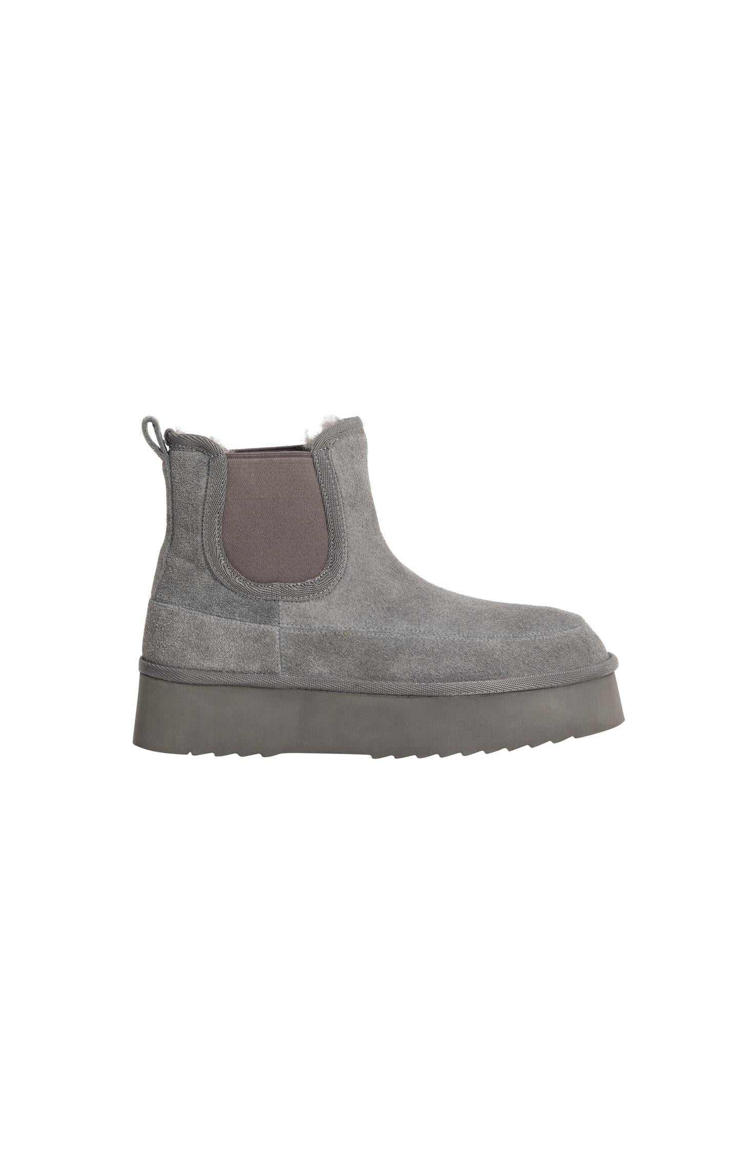 Bottines à plateforme en daim avec doublure en fourrure