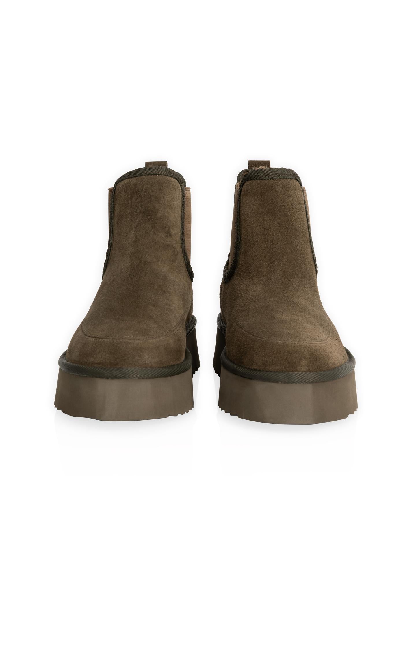 Platform suede ankle boots with fur lining - Type: product