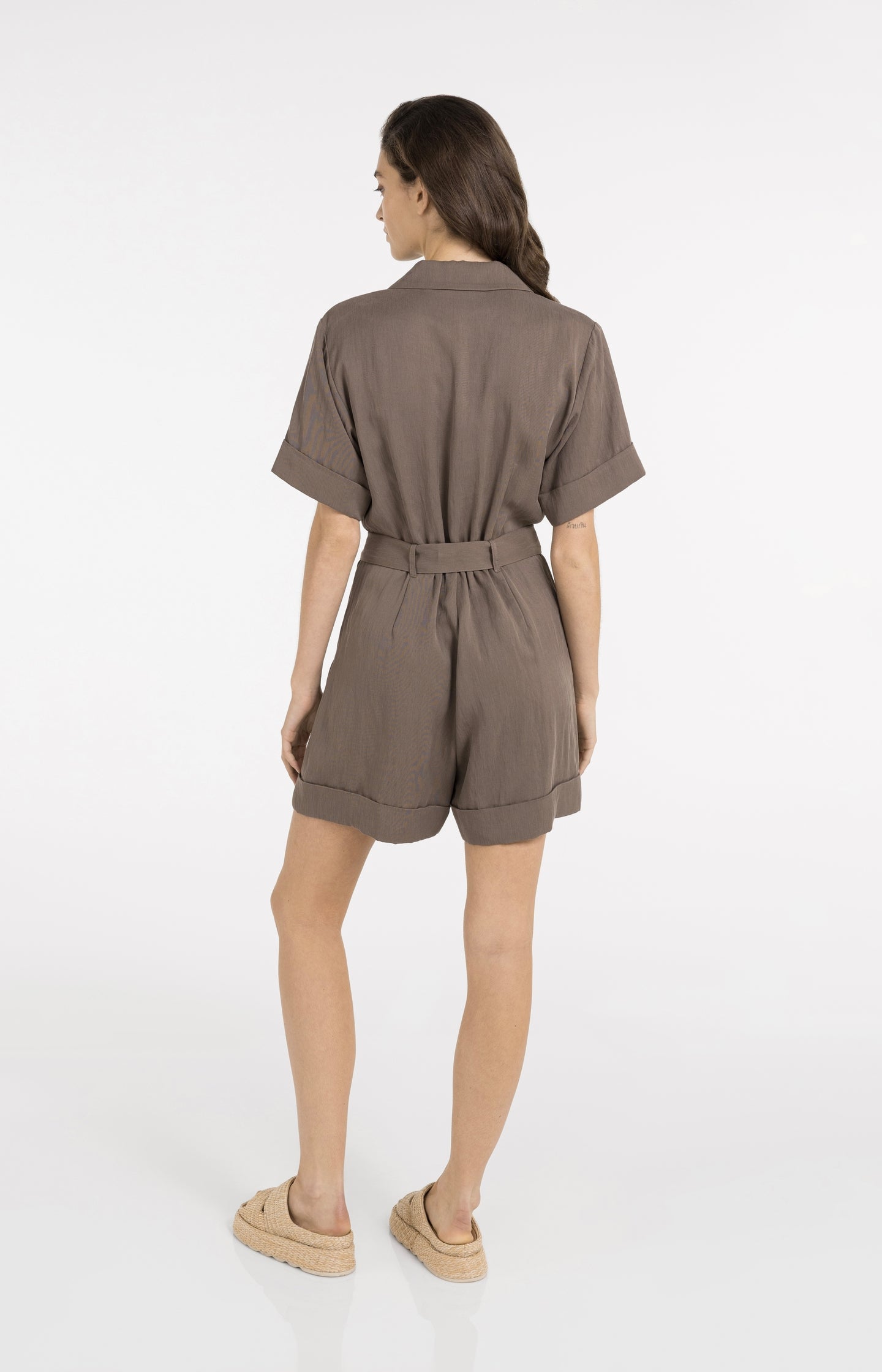 Playsuit with double button closure and belt - Type: lookbook