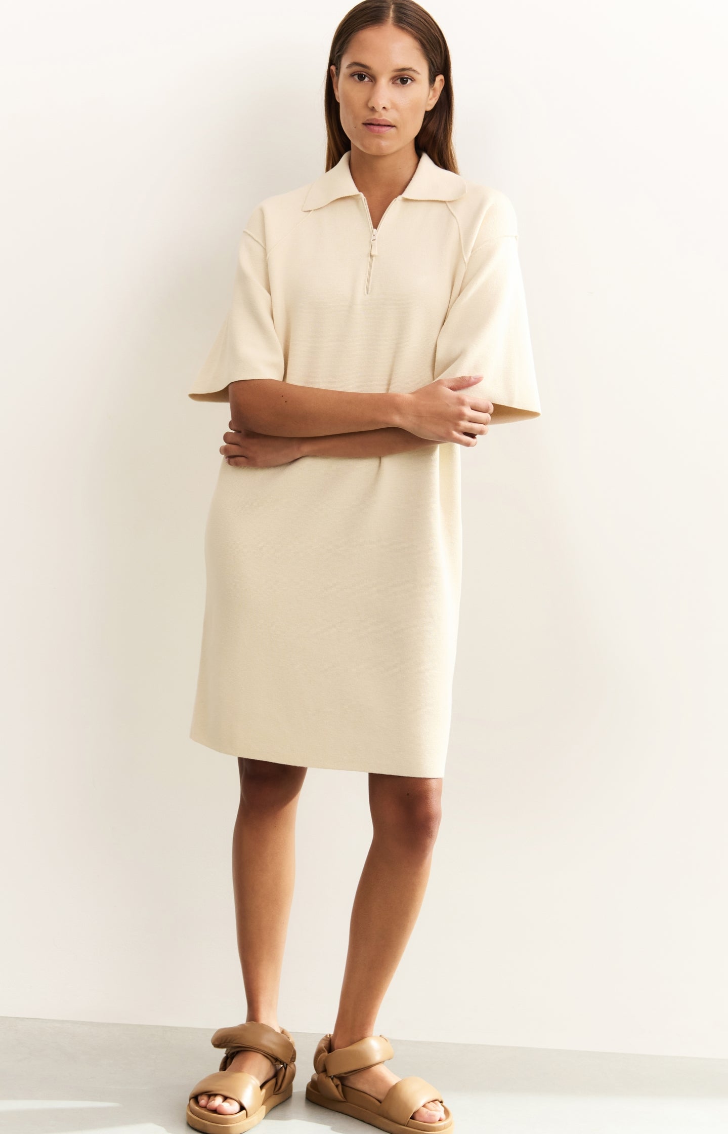 Polo dress with zipper