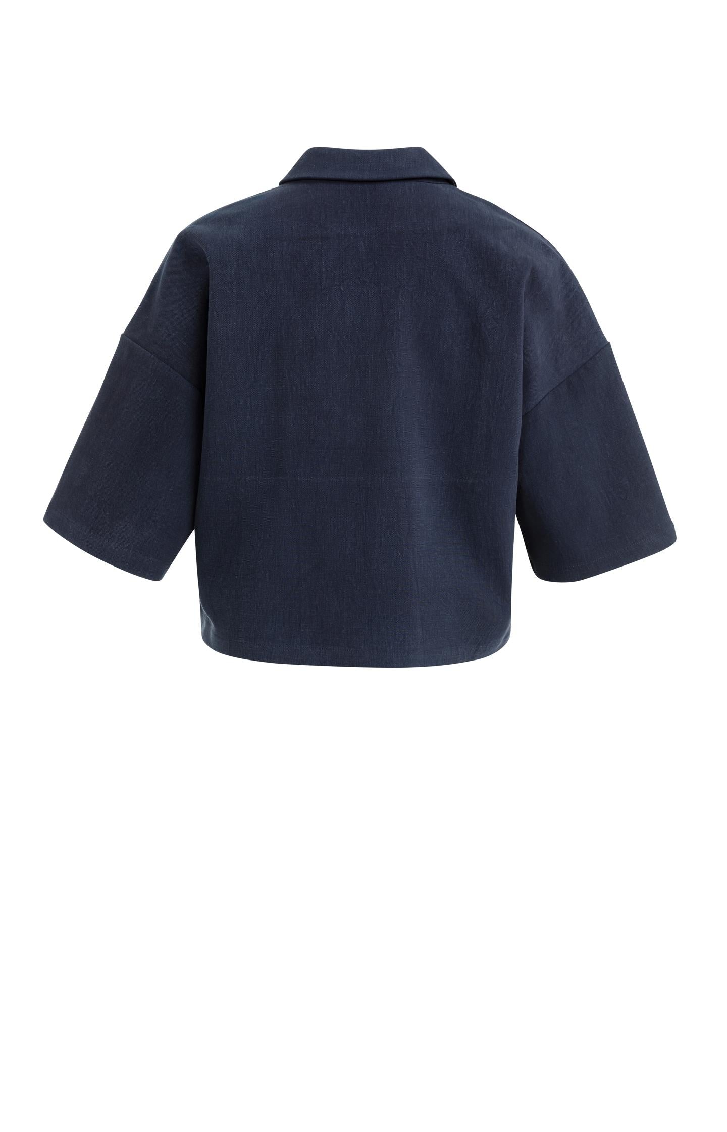 Polo top with half zip and short wide sleeves