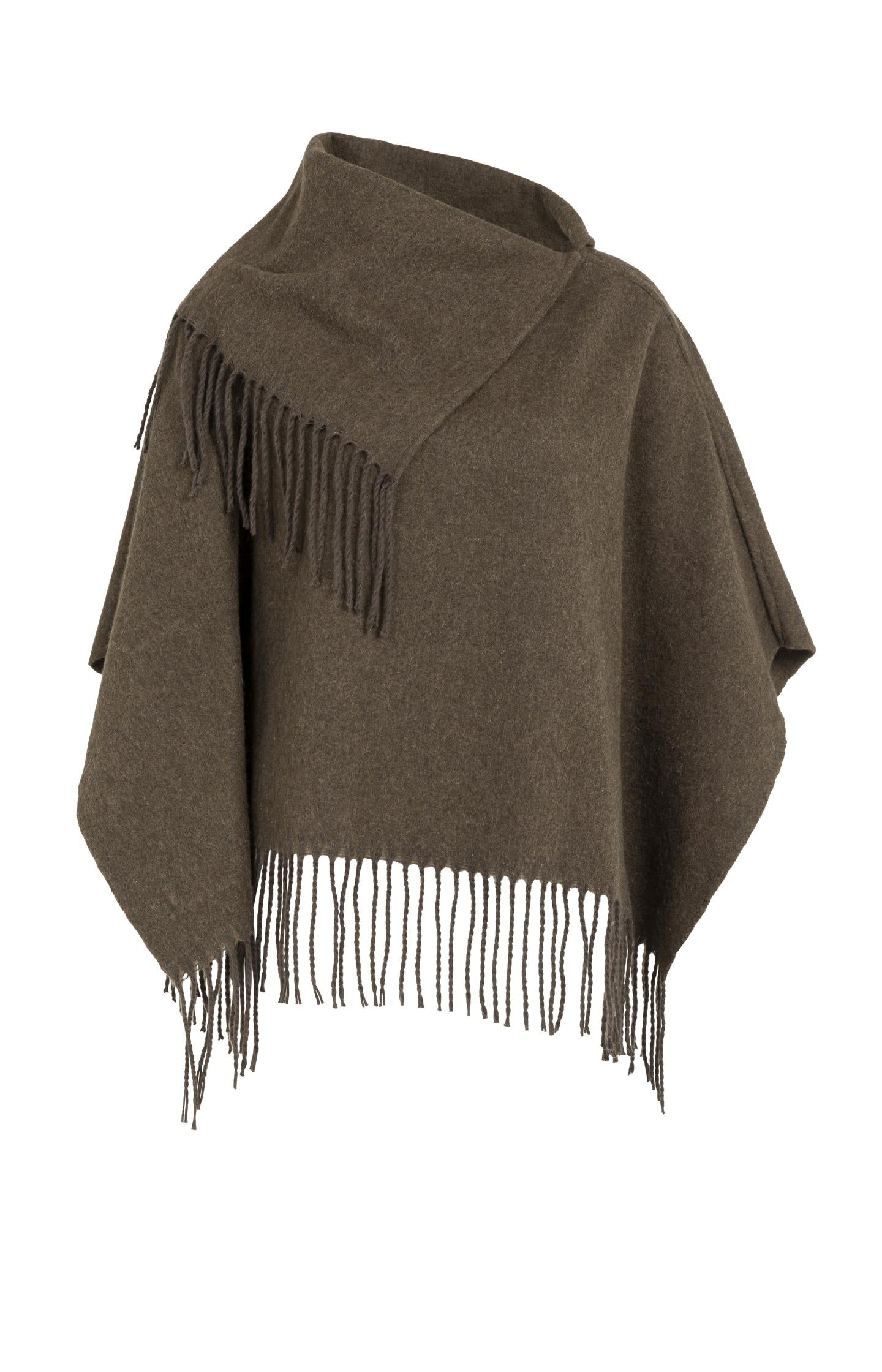 Poncho with high neck and twisted fringes - Type: lookbook