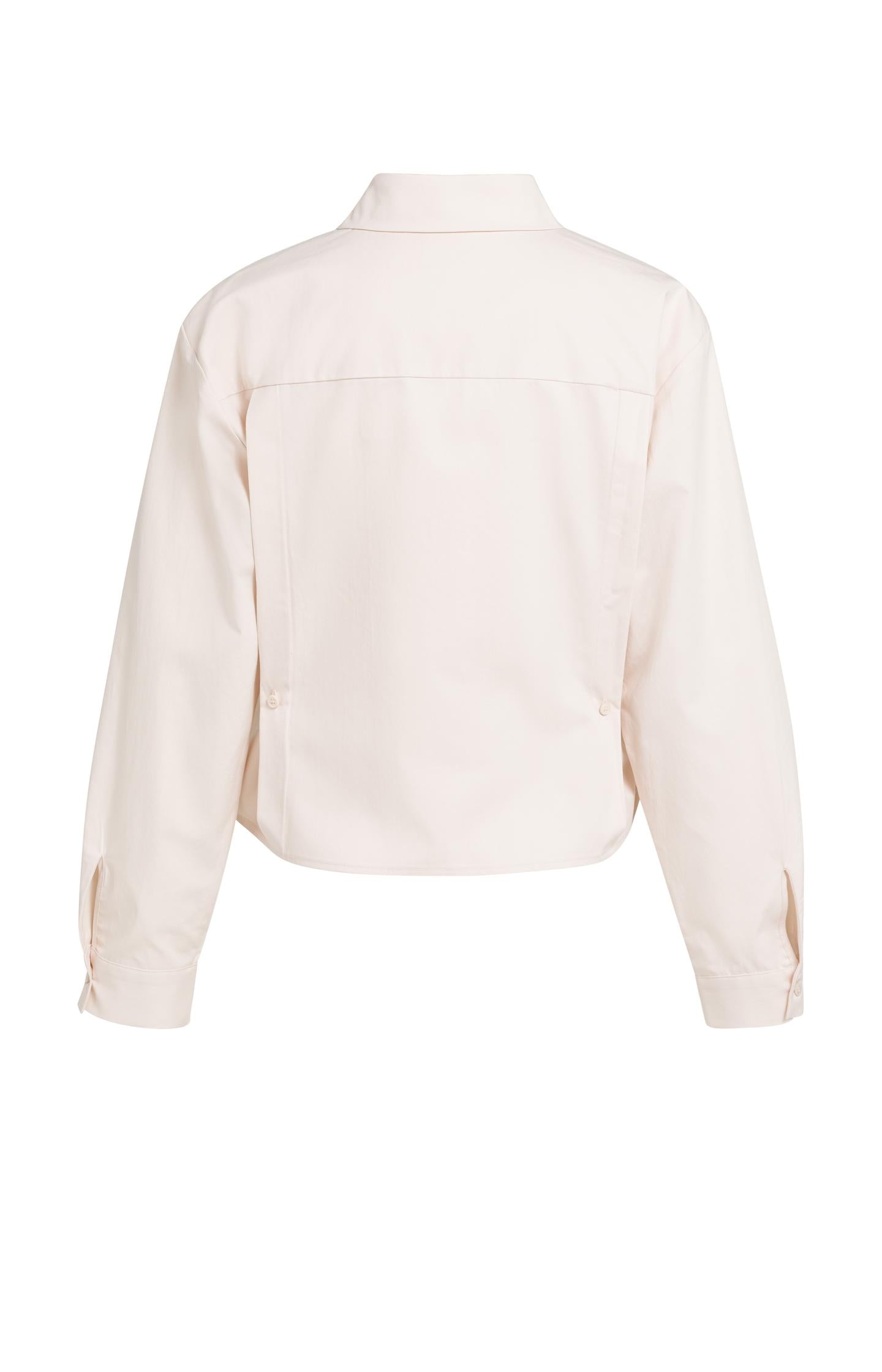 Poplin blouse with adjustable waist and long sleeves