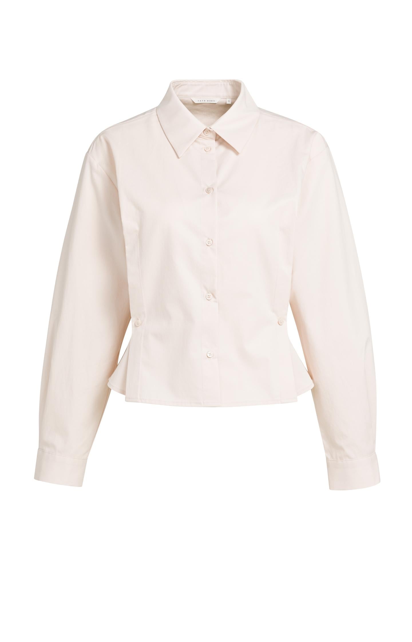 Poplin blouse with adjustable waist and long sleeves