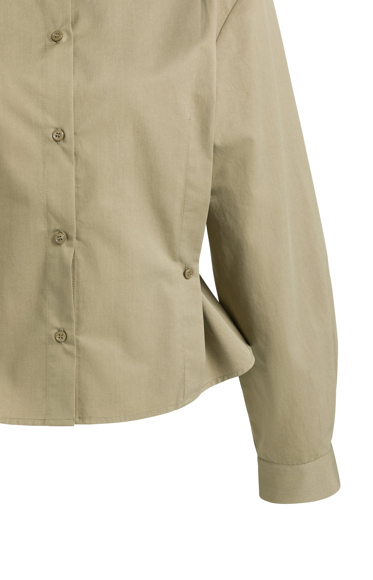 Poplin blouse with adjustable waist and long sleeves