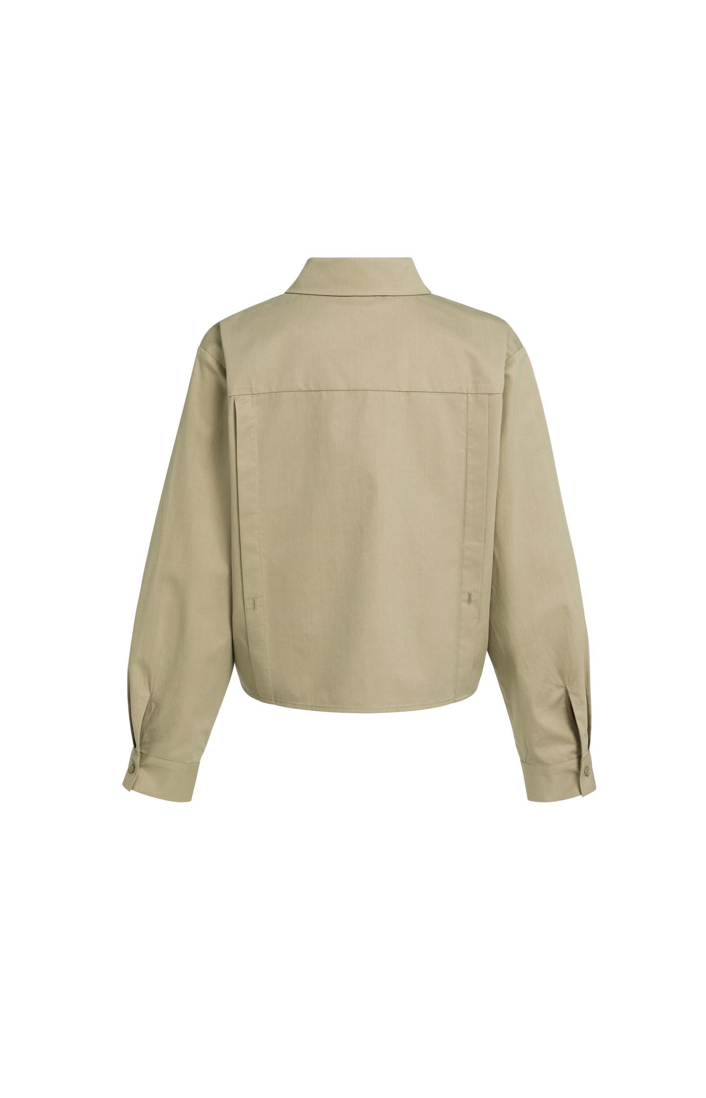 Poplin blouse with adjustable waist and long sleeves