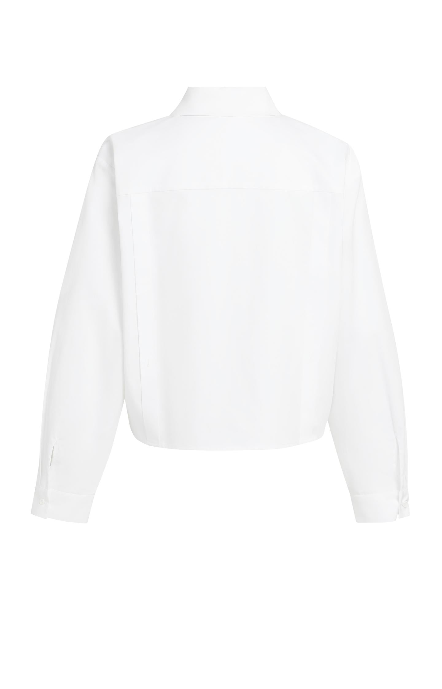 Poplin blouse with adjustable waist and long sleeves