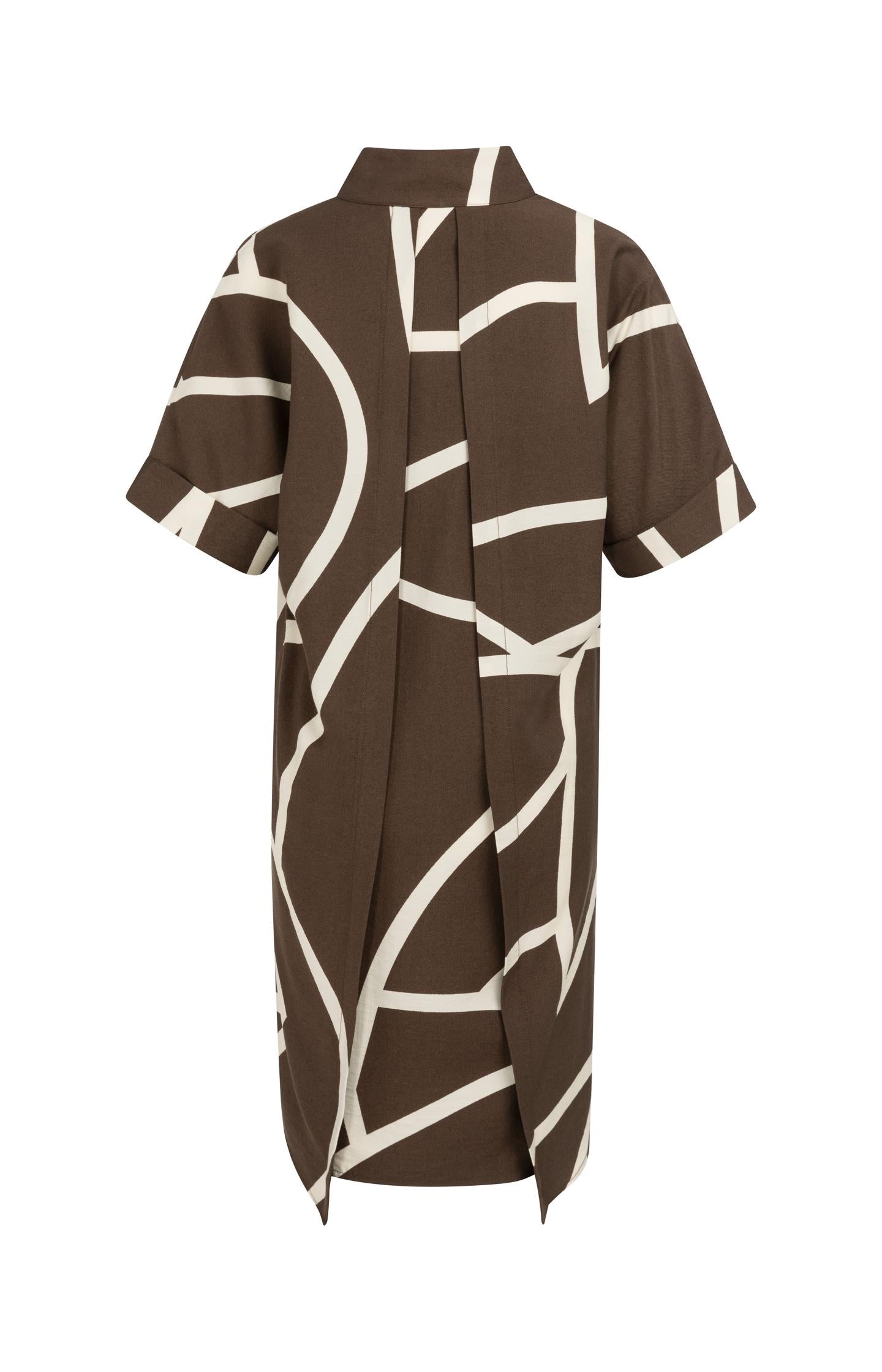 Printed dress with short sleeves and polo collar