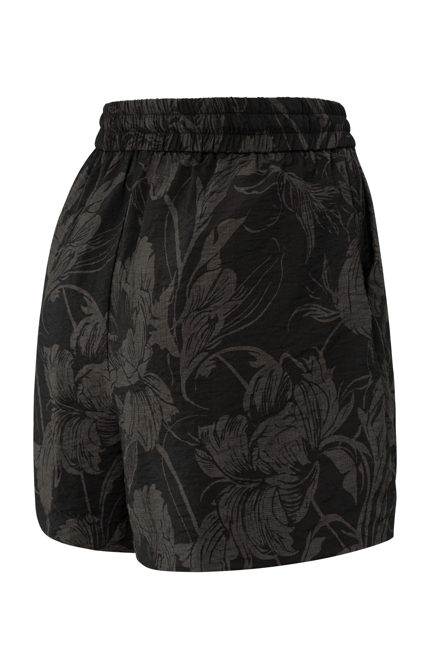 Printed shorts with elastic waistband
