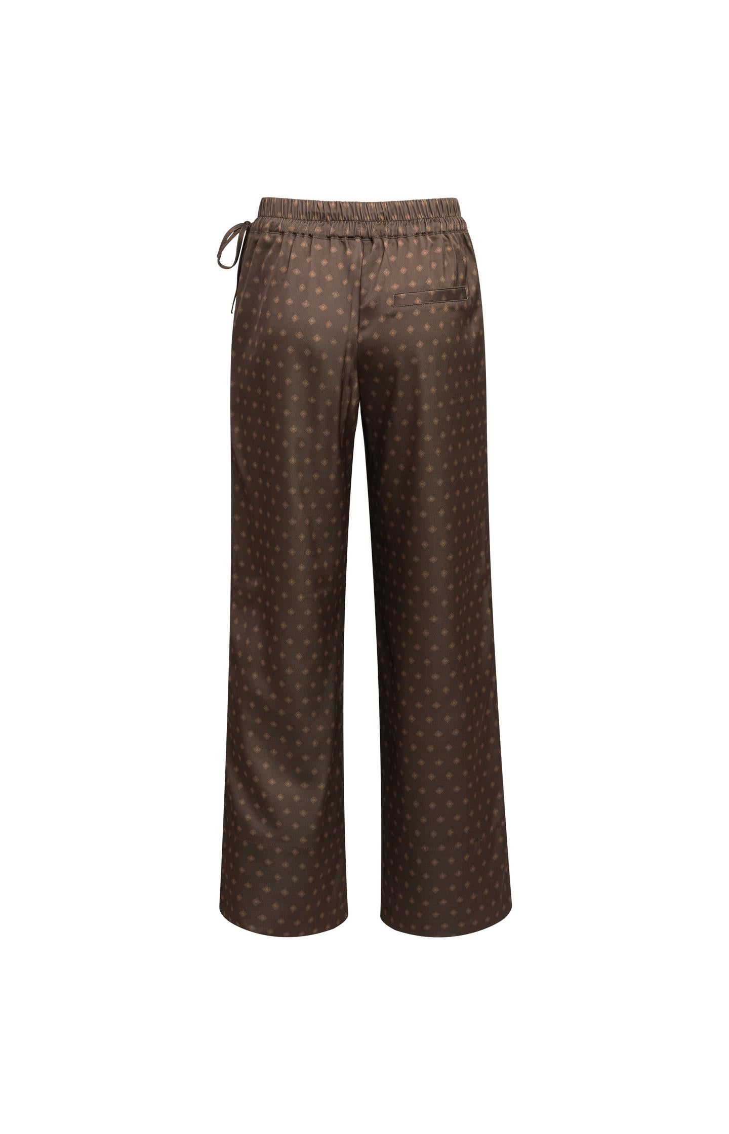 Printed trousers with wide legs and elastic waist - Type: video