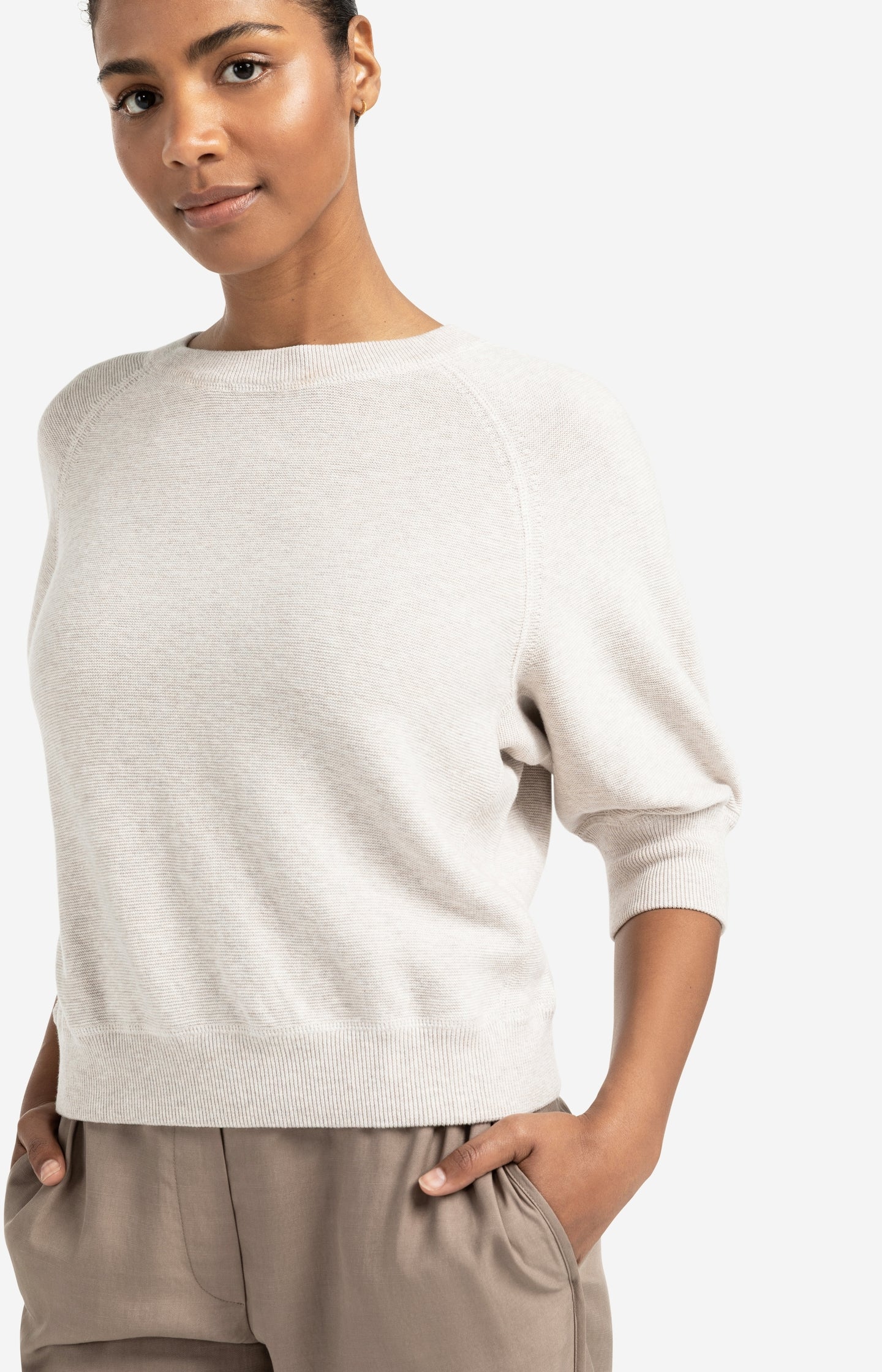 Raglan sweater with subtle balloon sleeves