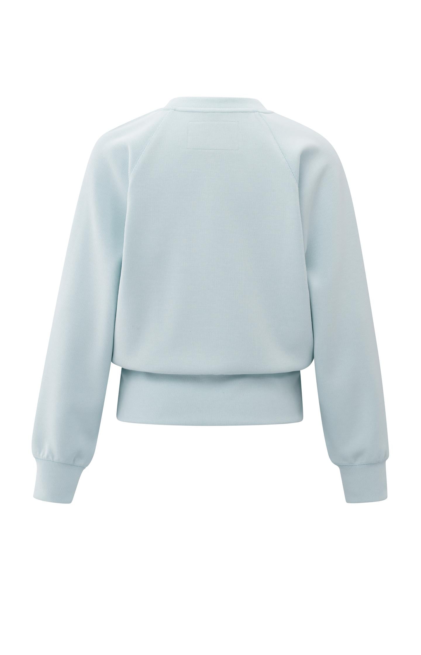 Raglan sweatshirt with fine rib texture and crew neck