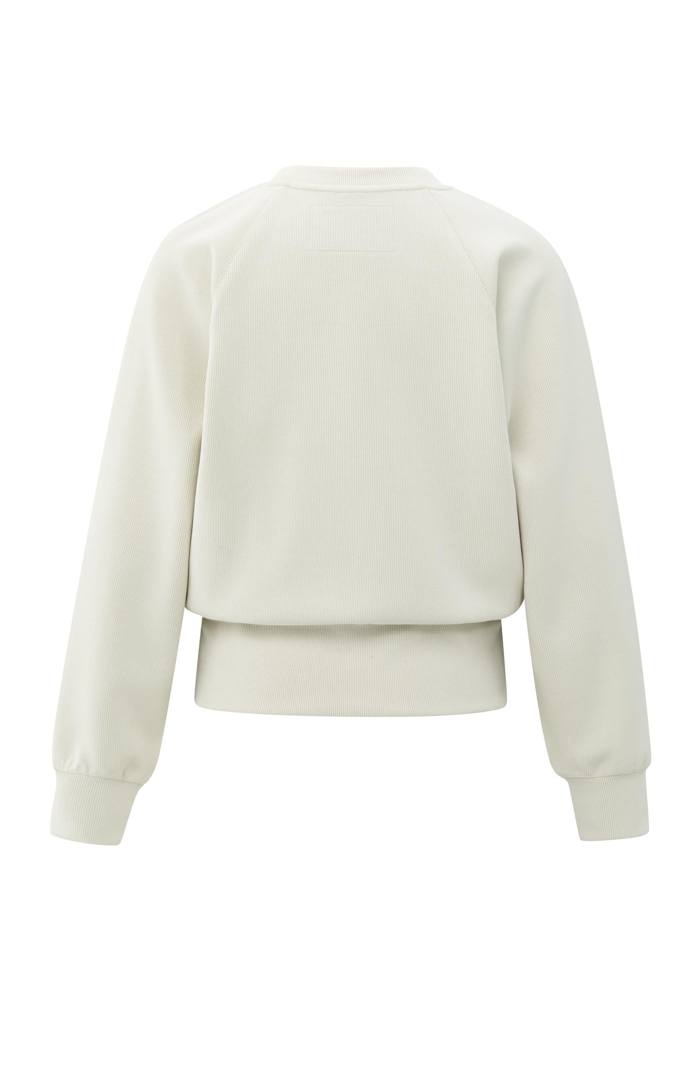 Raglan sweatshirt with fine rib texture and crew neck