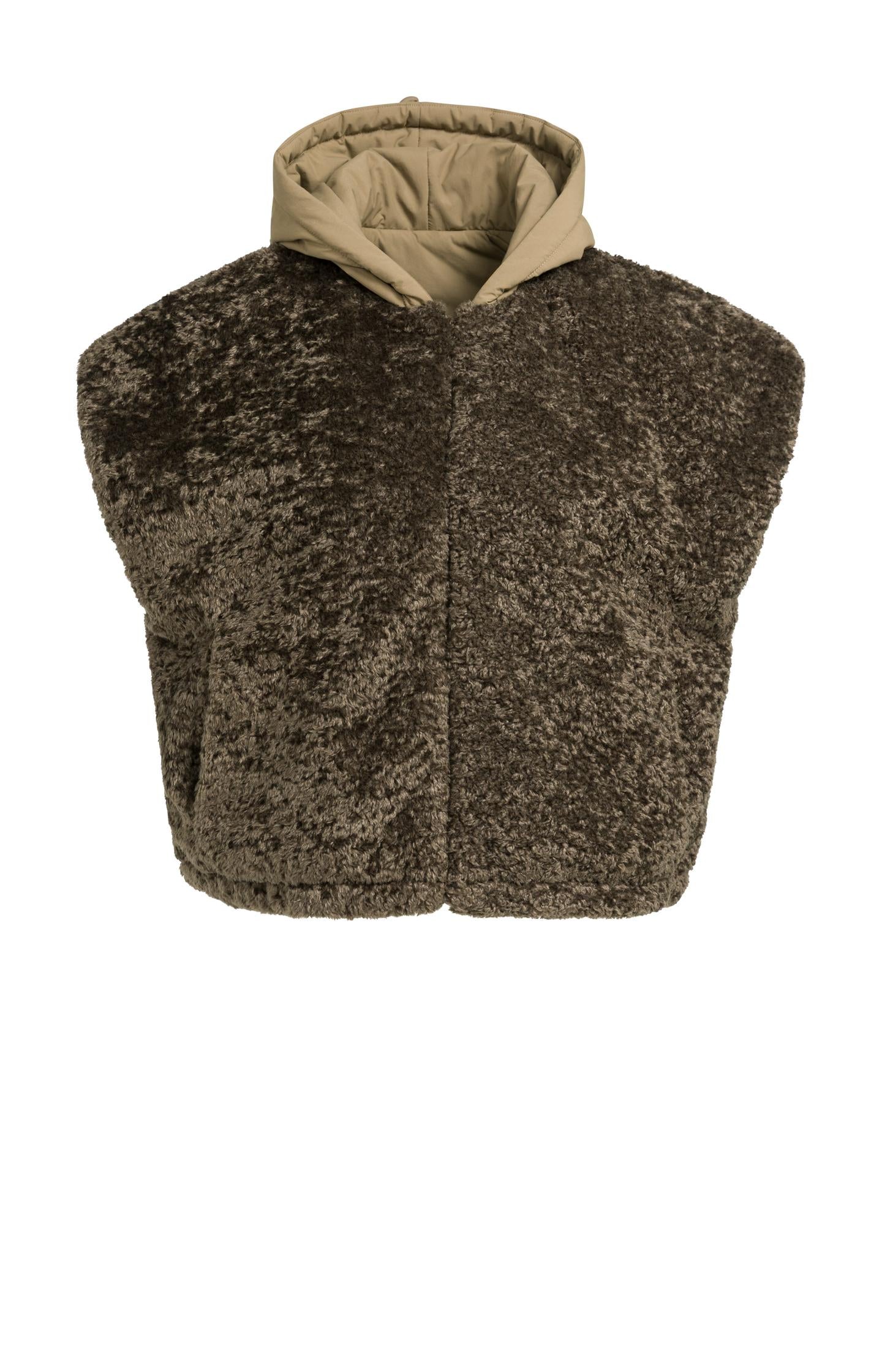 Reversible bodywarmer with hood