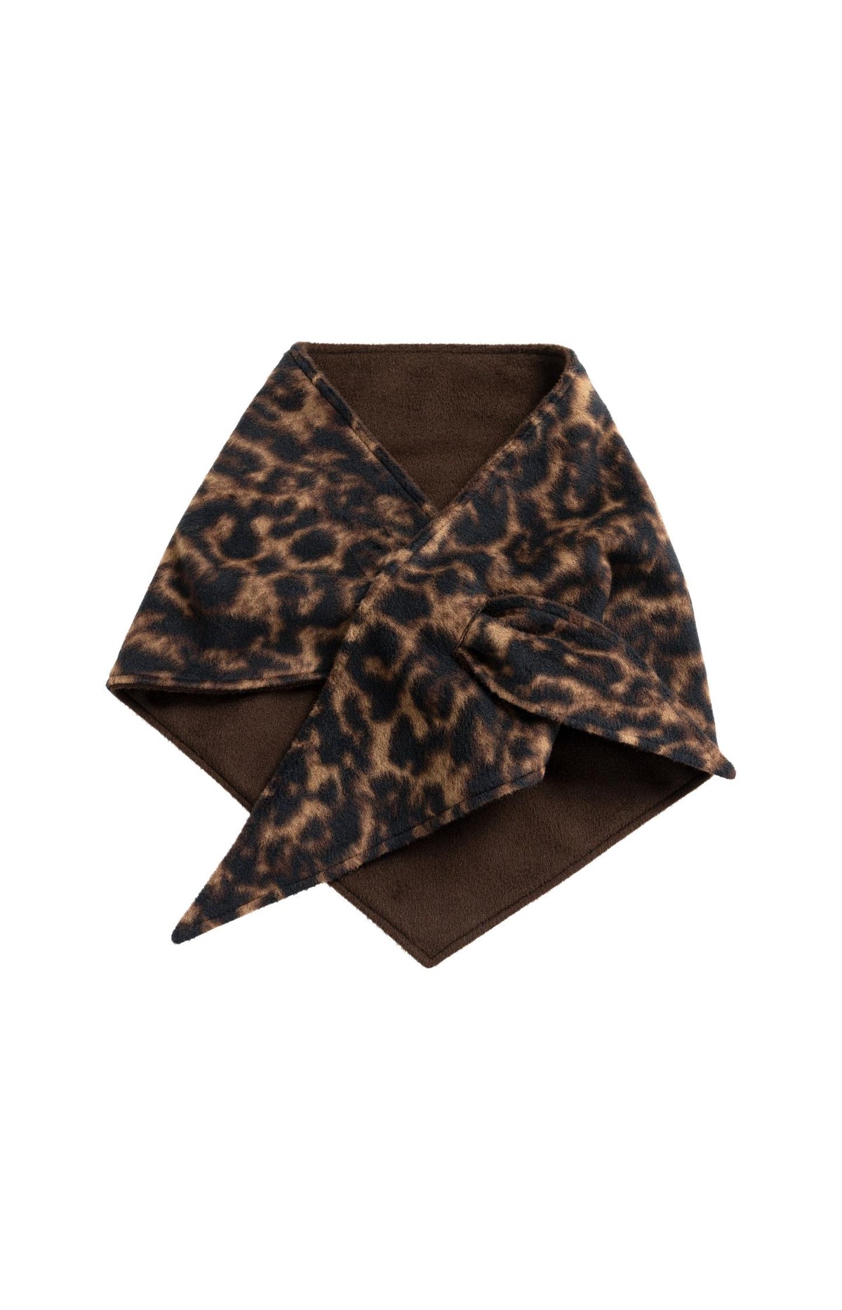 Reversible leopard triangle scarf - Cocoa Brown Dessin