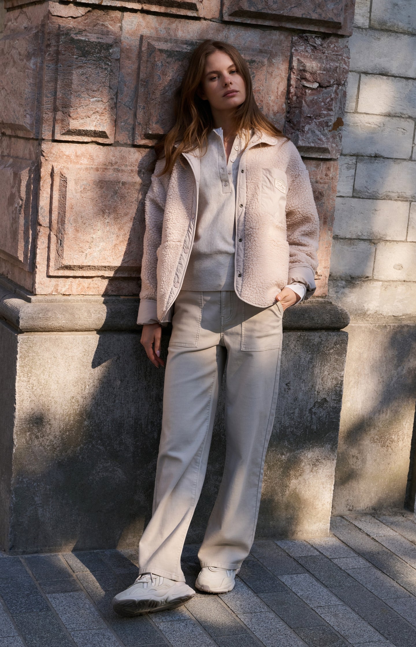 Reversible teddy jacket with nylon chest pocket