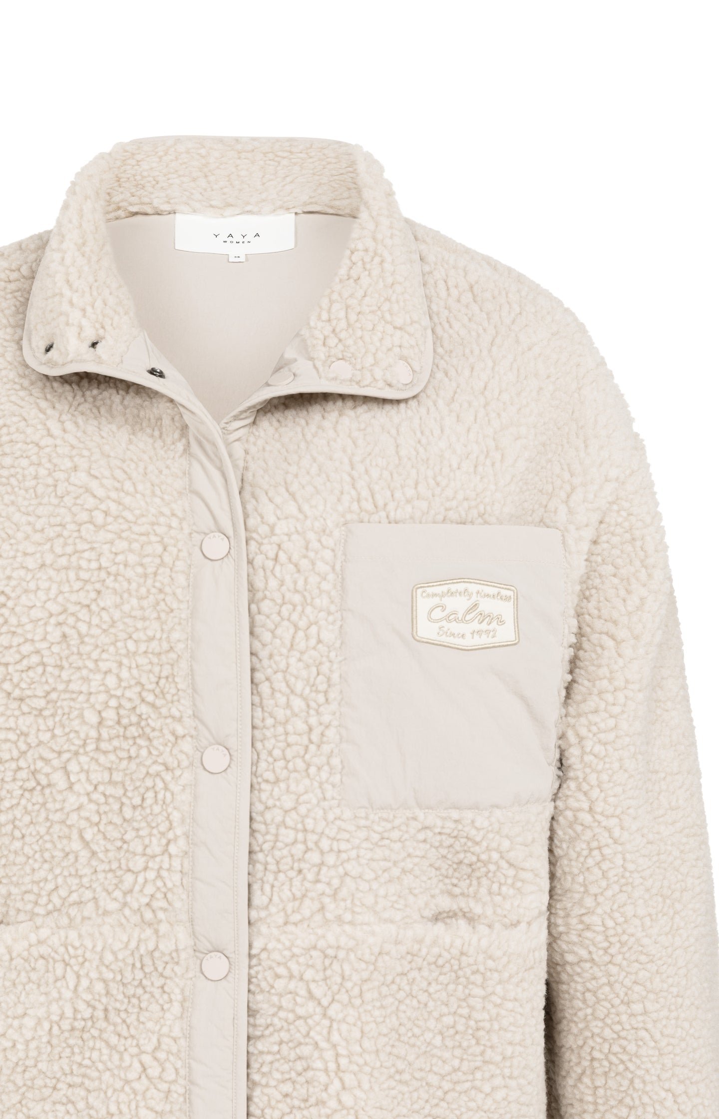 Reversible teddy jacket with nylon chest pocket