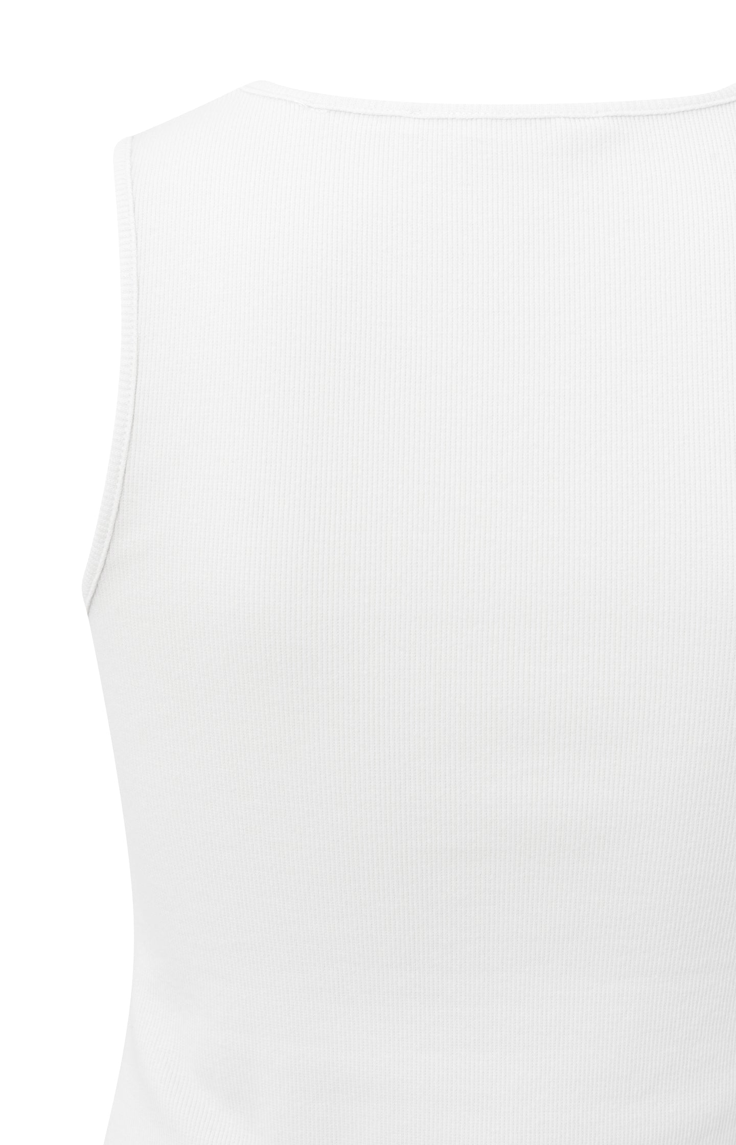 Rib knitted singlet with square neck in organic cotton