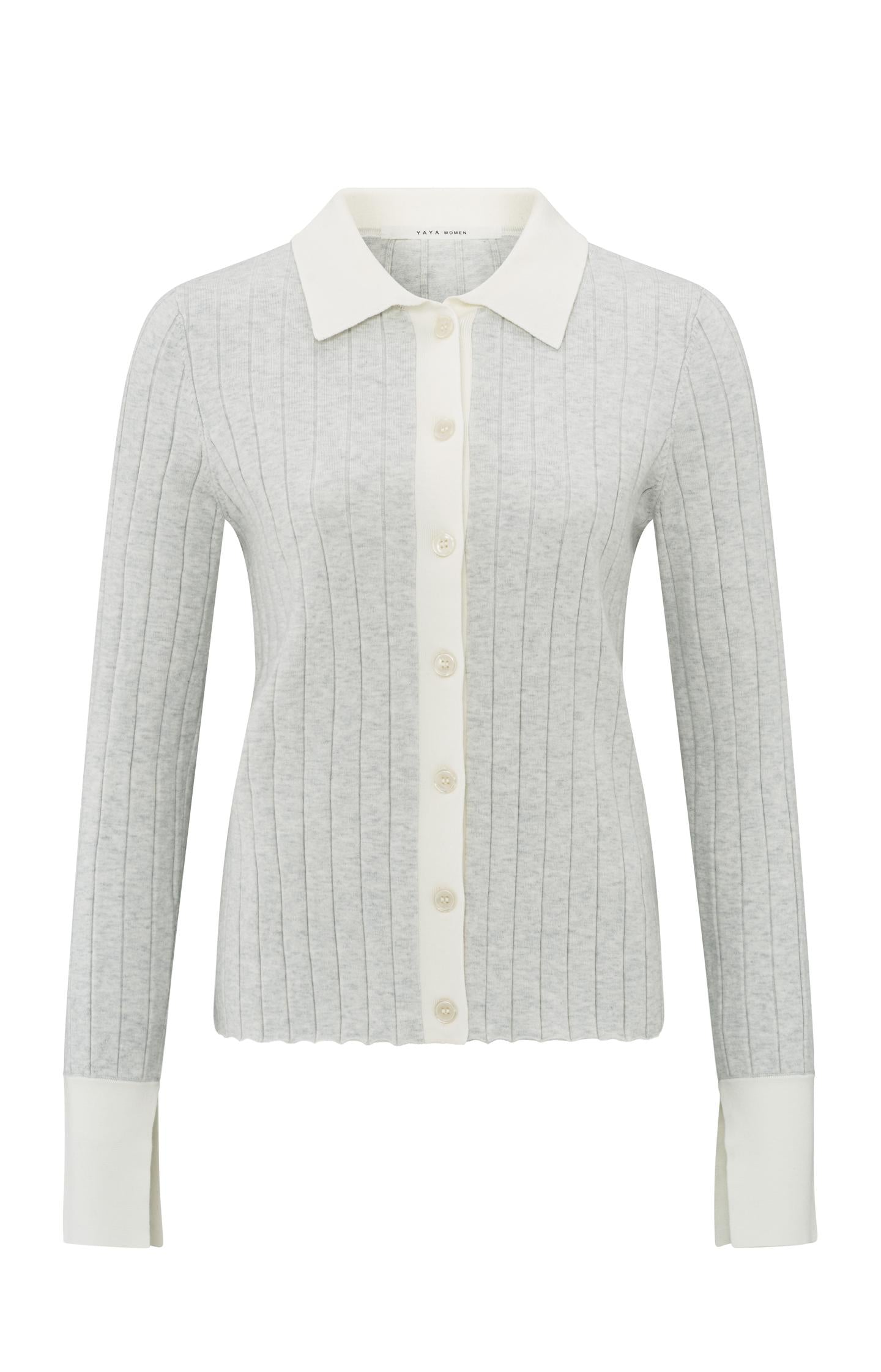 Ribbed cardigan with contrast details - Type: product