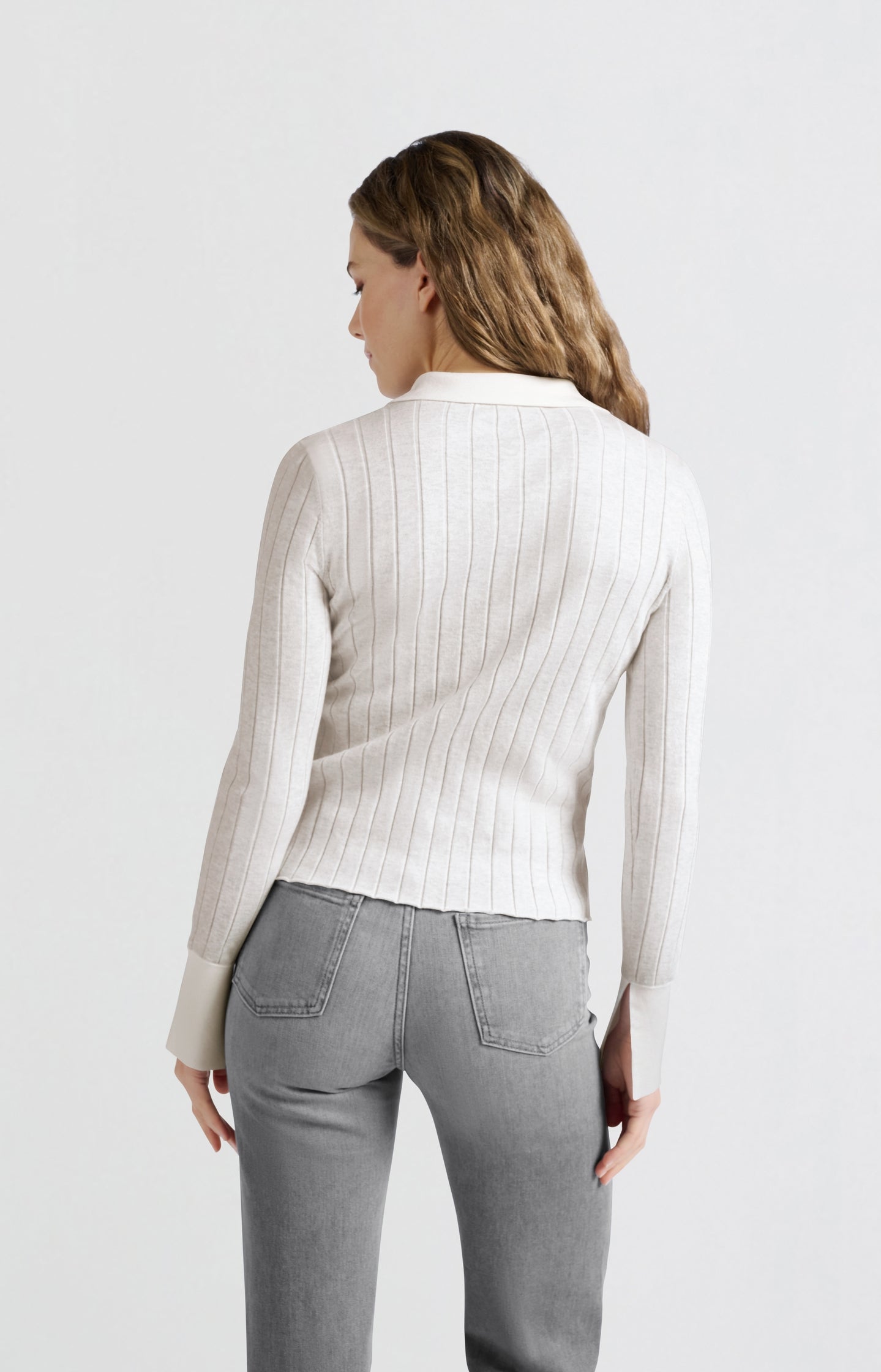 Ribbed cardigan with contrast details
