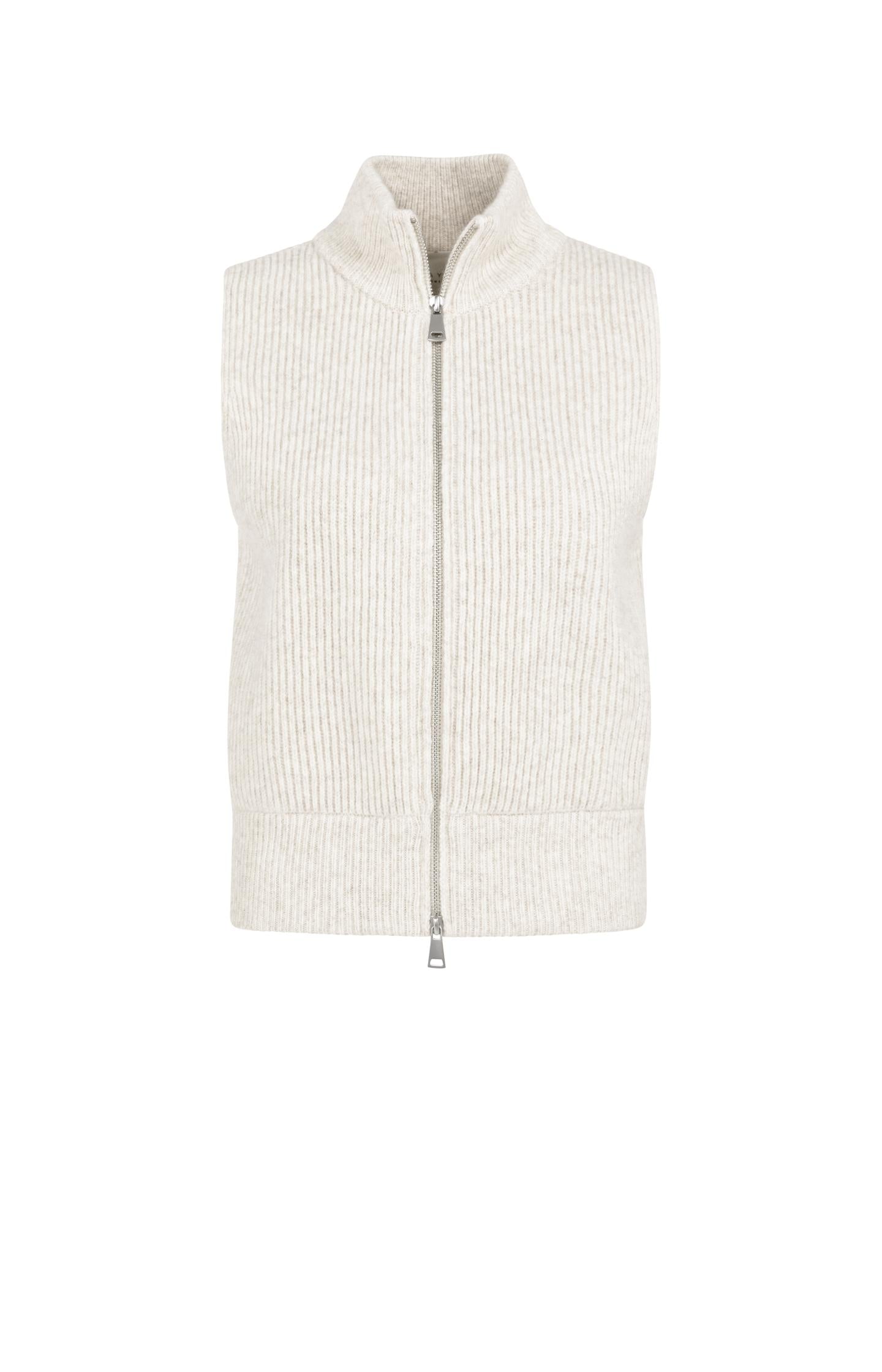 Ribbed knit sleeveless vest with high neck and zipper - Type: product