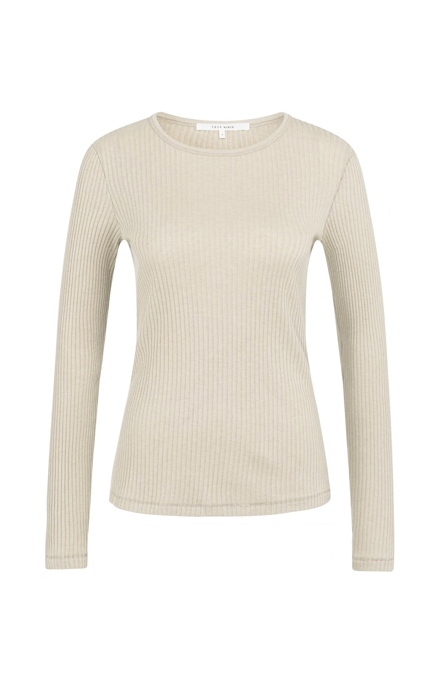 Ribbed long sleeve shirt with round neckline - Type: product