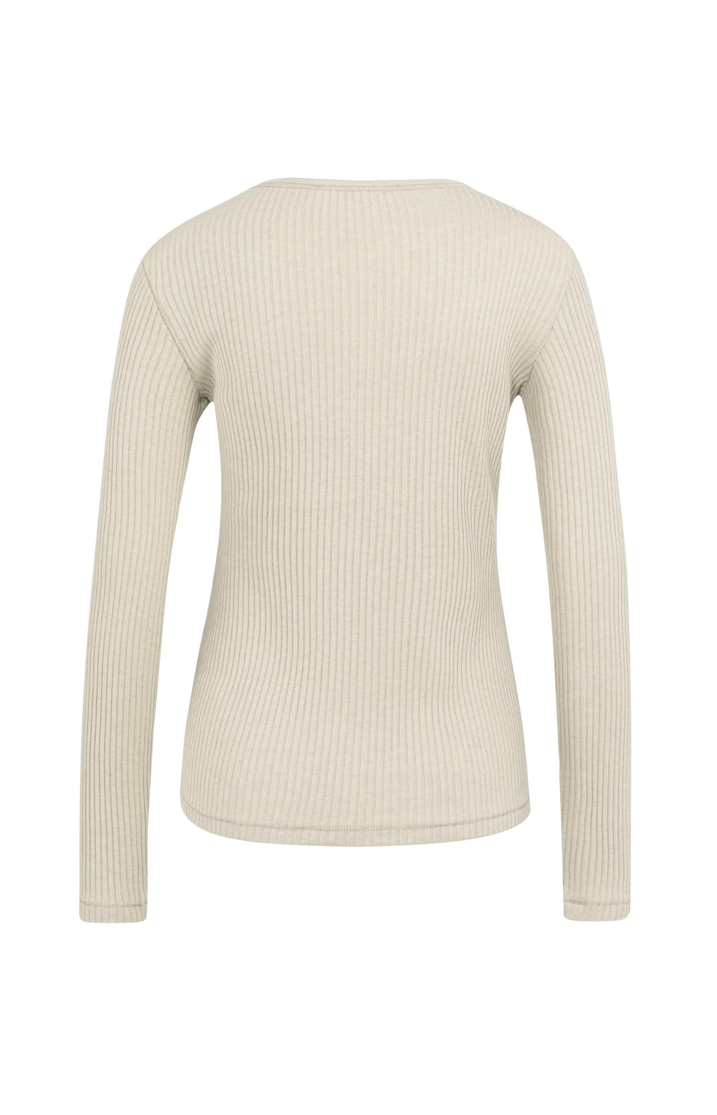 Ribbed long sleeve shirt with round neckline
