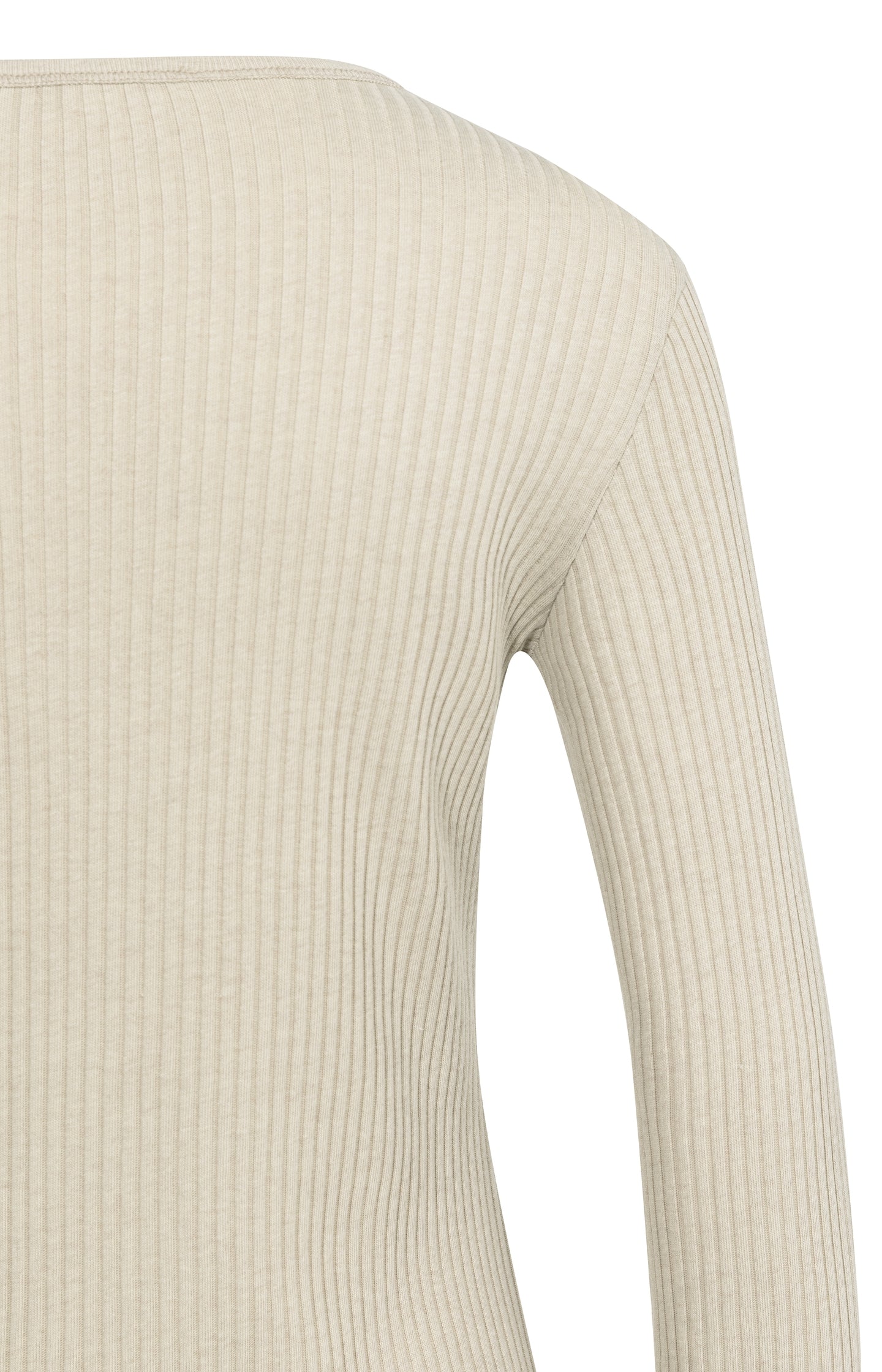 Ribbed long sleeve shirt with round neckline