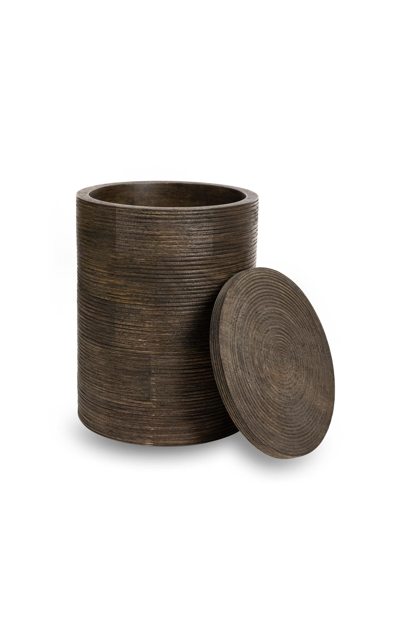 Ribbed mango wood storage jar - medium - Type: product
