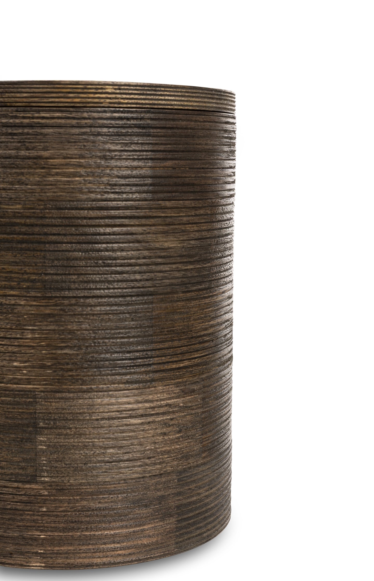 Ribbed mango wood storage jar - medium - Type: product