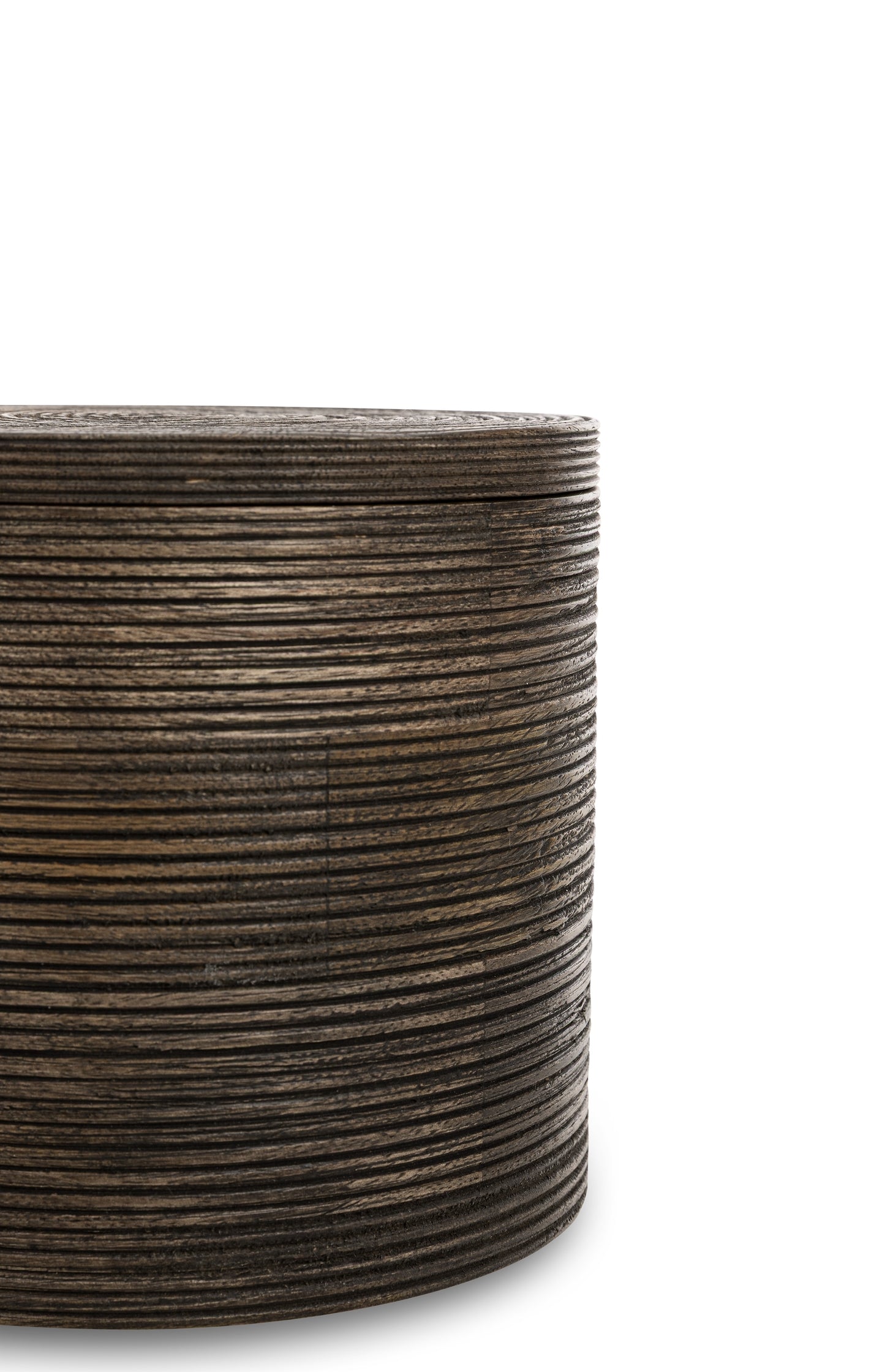 Ribbed mango wood storage jar - small