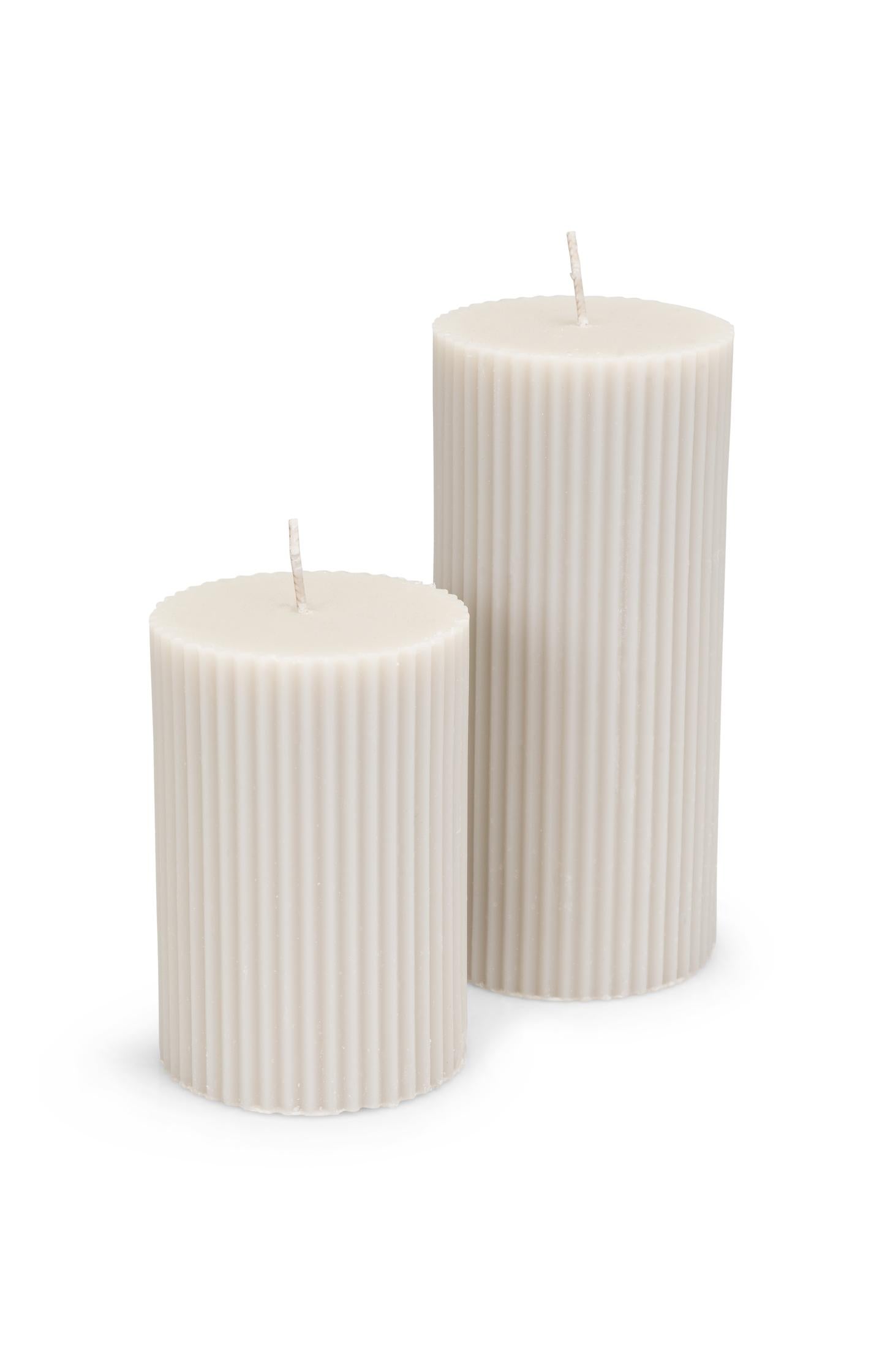 Ribbed pillar candle - large
