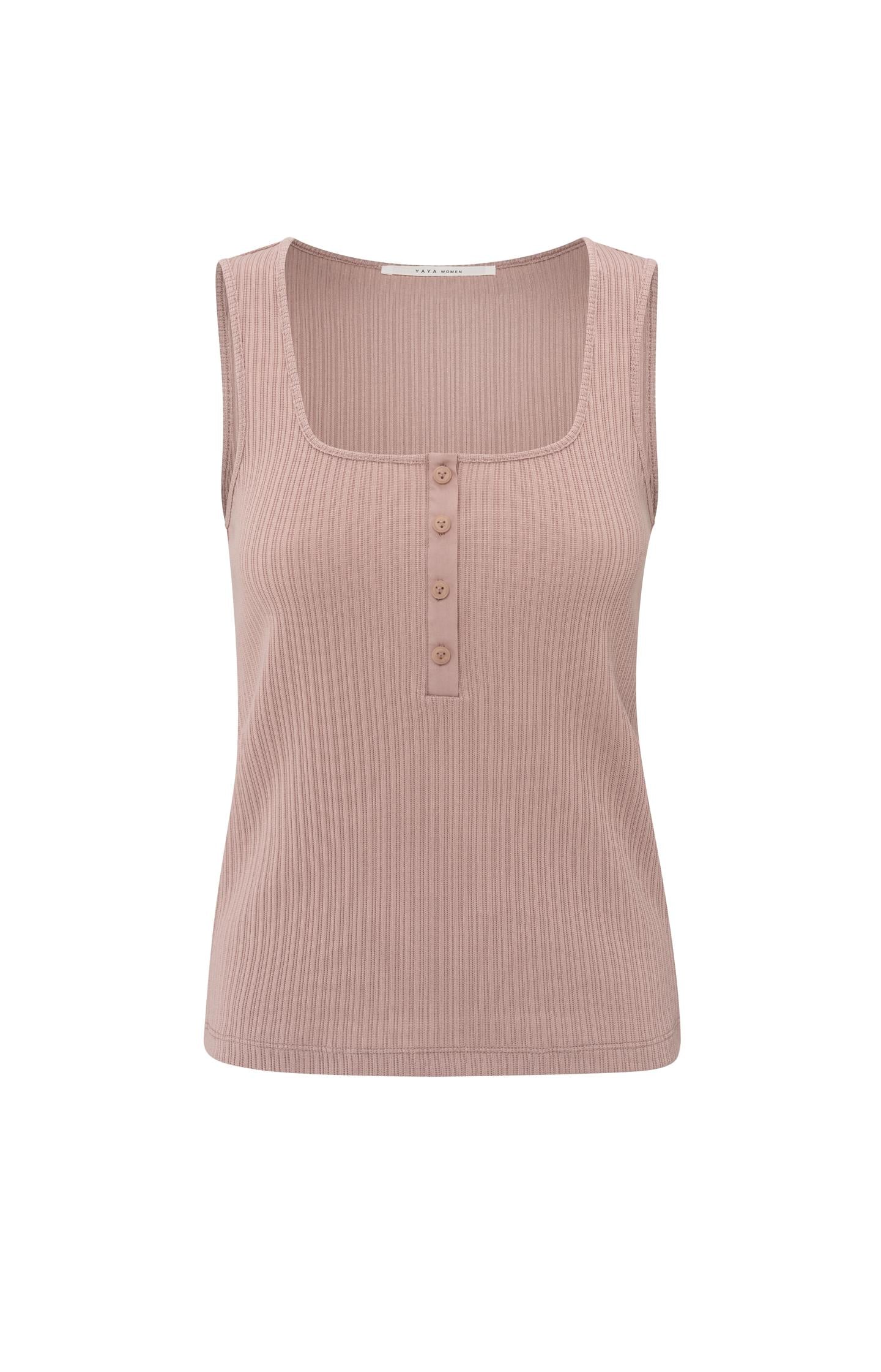 Ribbed singlet with button closure - Type: product