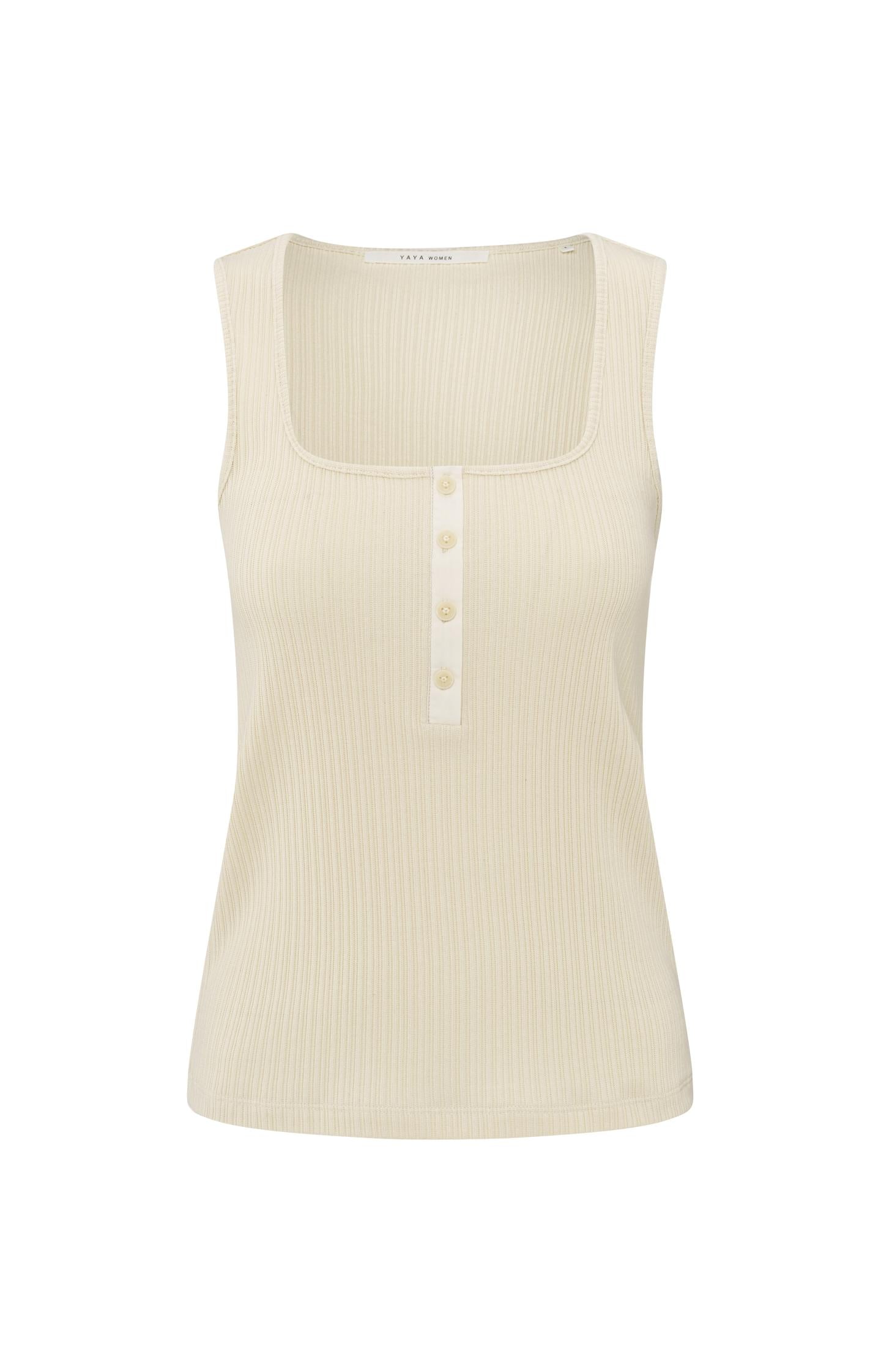 Ribbed singlet with button closure - Type: product