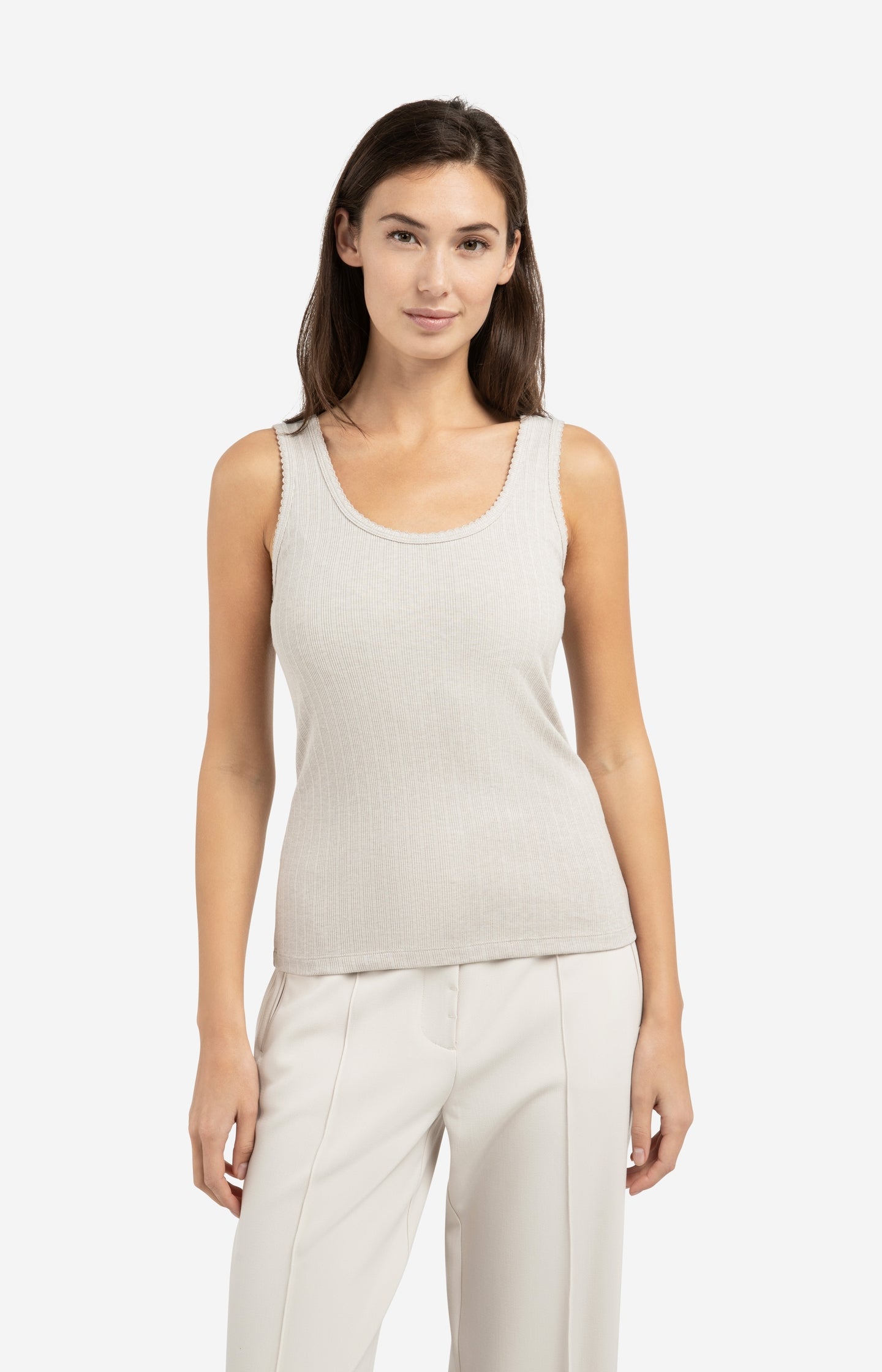 Ribbed singlet with delicate scalloped edge - Type: lookbook