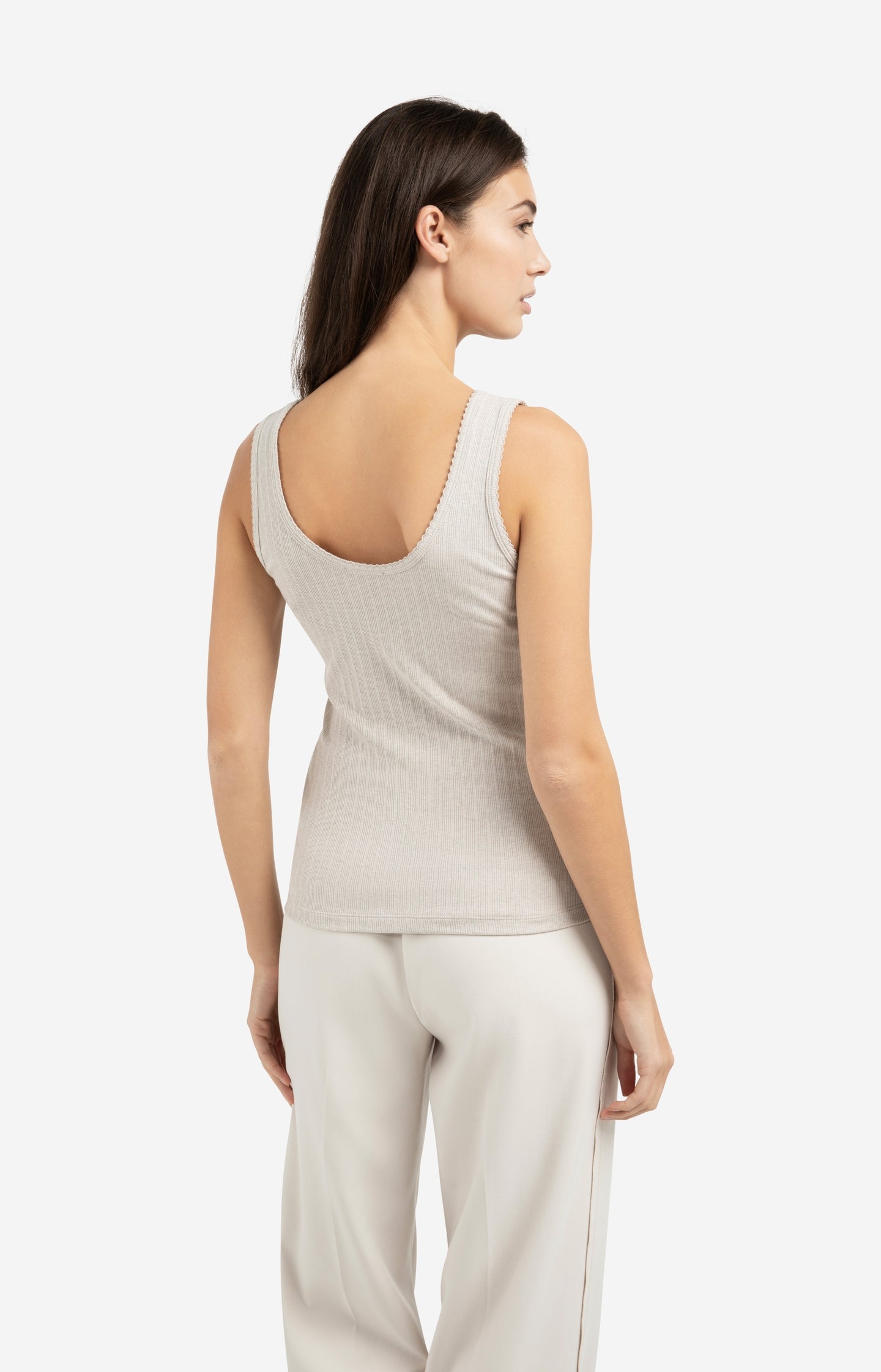 Ribbed singlet with delicate scalloped edge - Type: lookbook