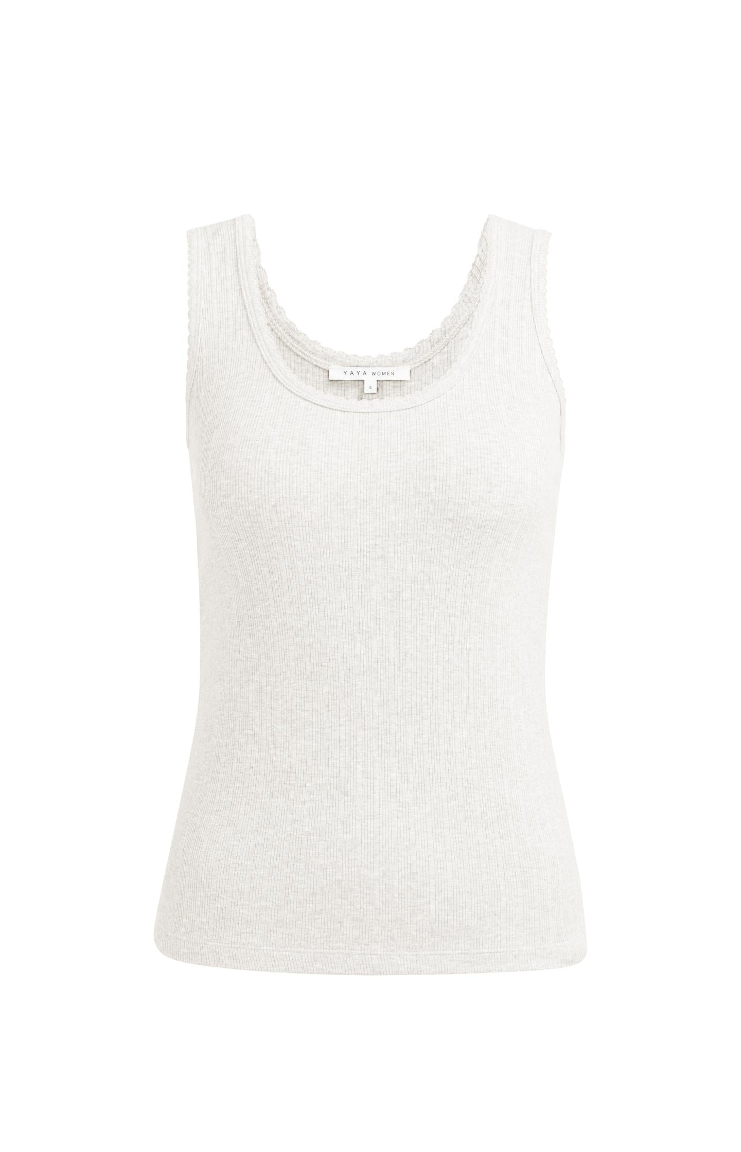 Ribbed singlet with delicate scalloped edge - Type: product