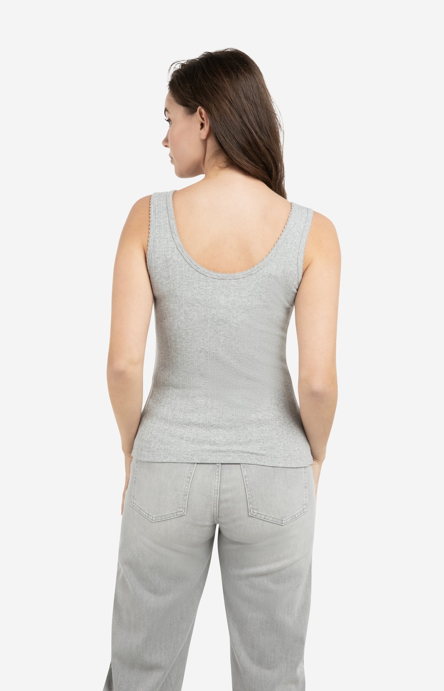 Ribbed singlet with delicate scalloped edge - Type: lookbook