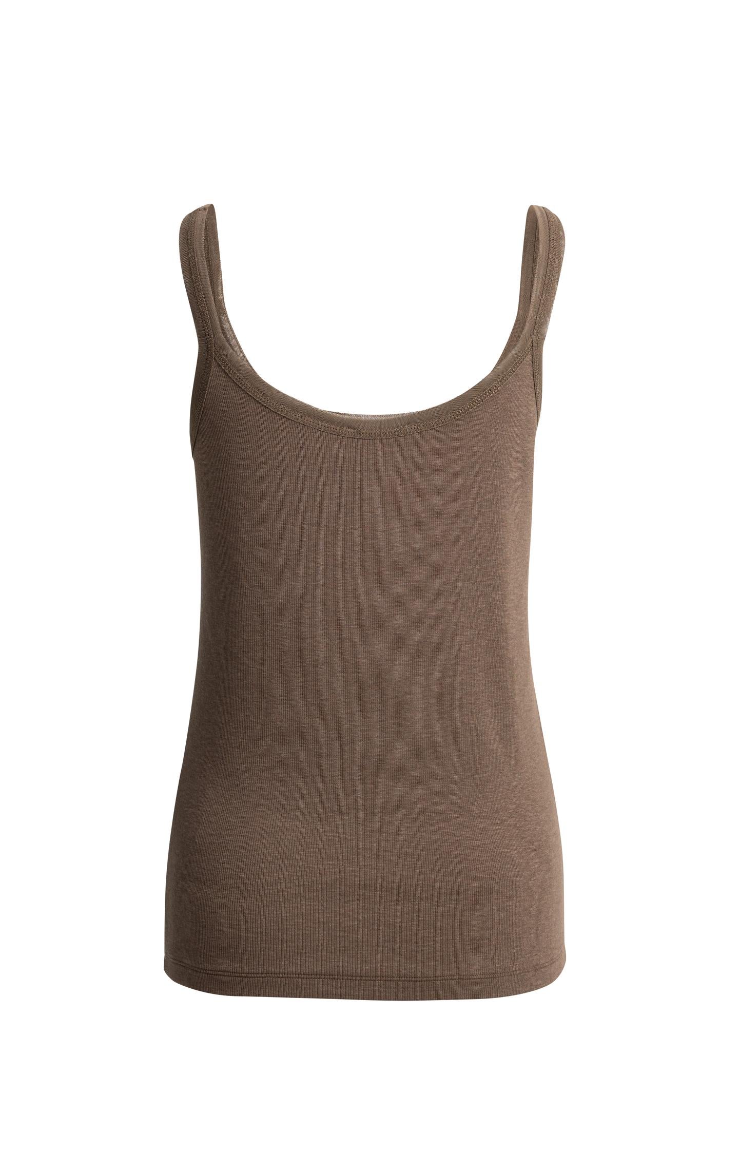Ribbed singlet with mesh detail - Type: product